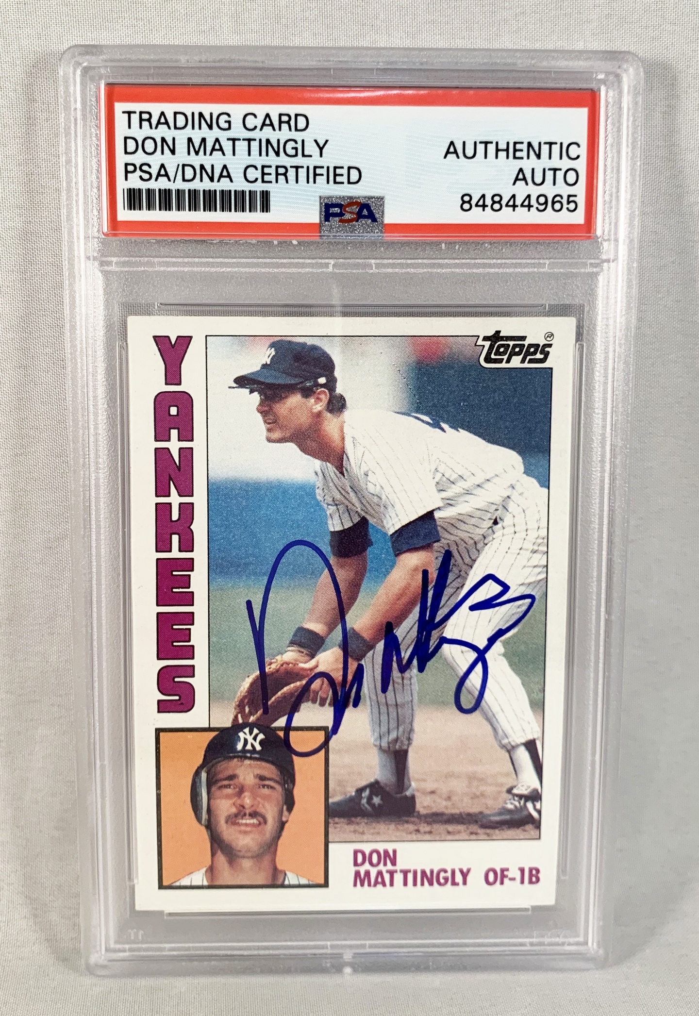 Don Mattingly Signed Rookie Card 1984 Topps #8 Yankees PSA/DNA 2