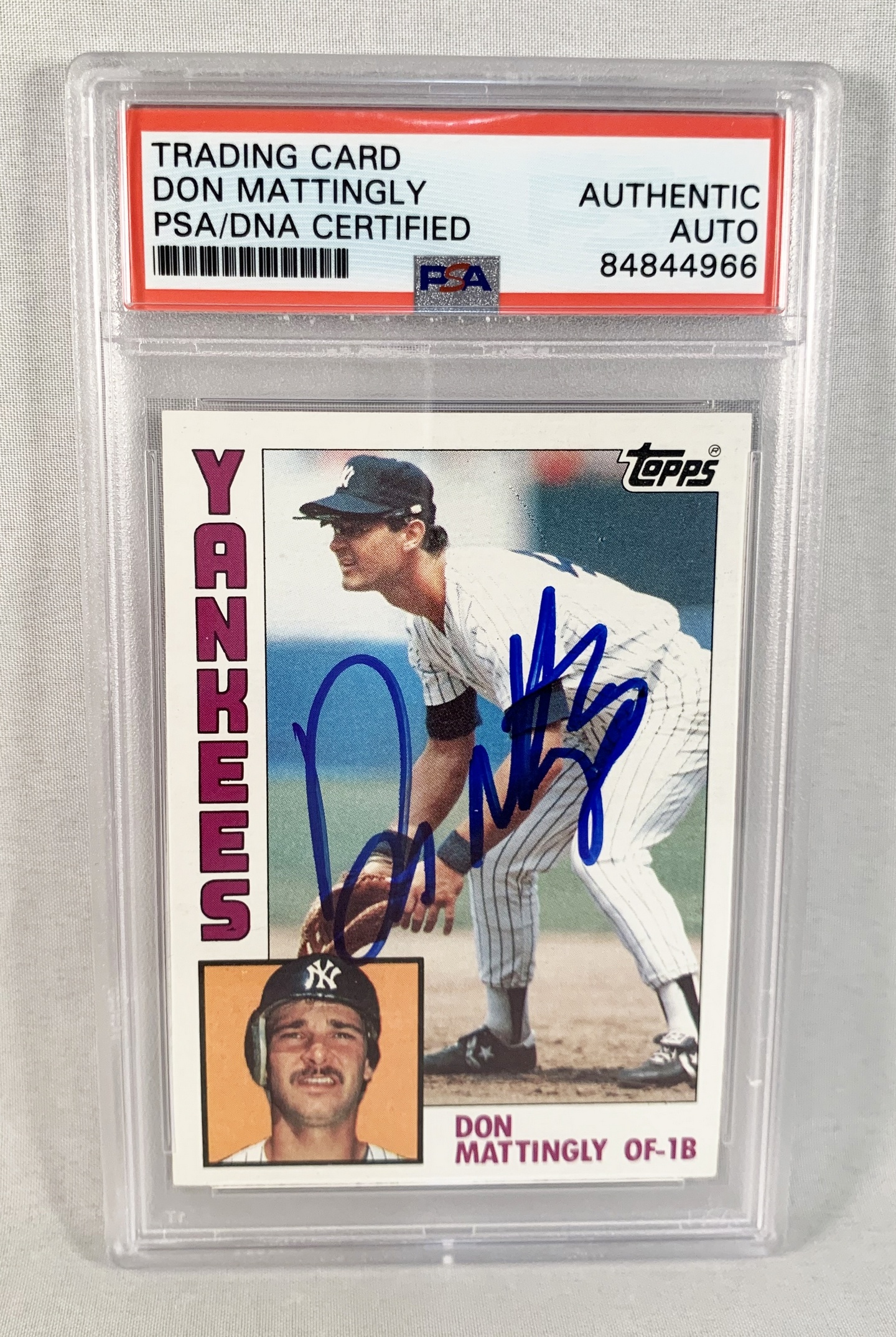 Don Mattingly Signed Rookie Card 1984 Topps #8 Yankees PSA/DNA 4