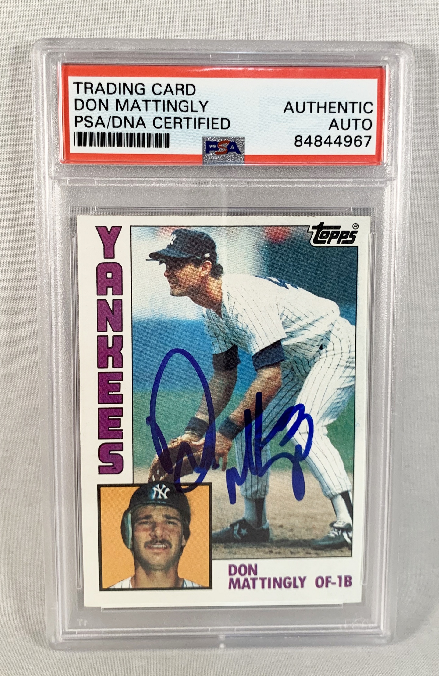 Don Mattingly Signed Rookie Card 1984 Topps #8 Yankees PSA/DNA 6