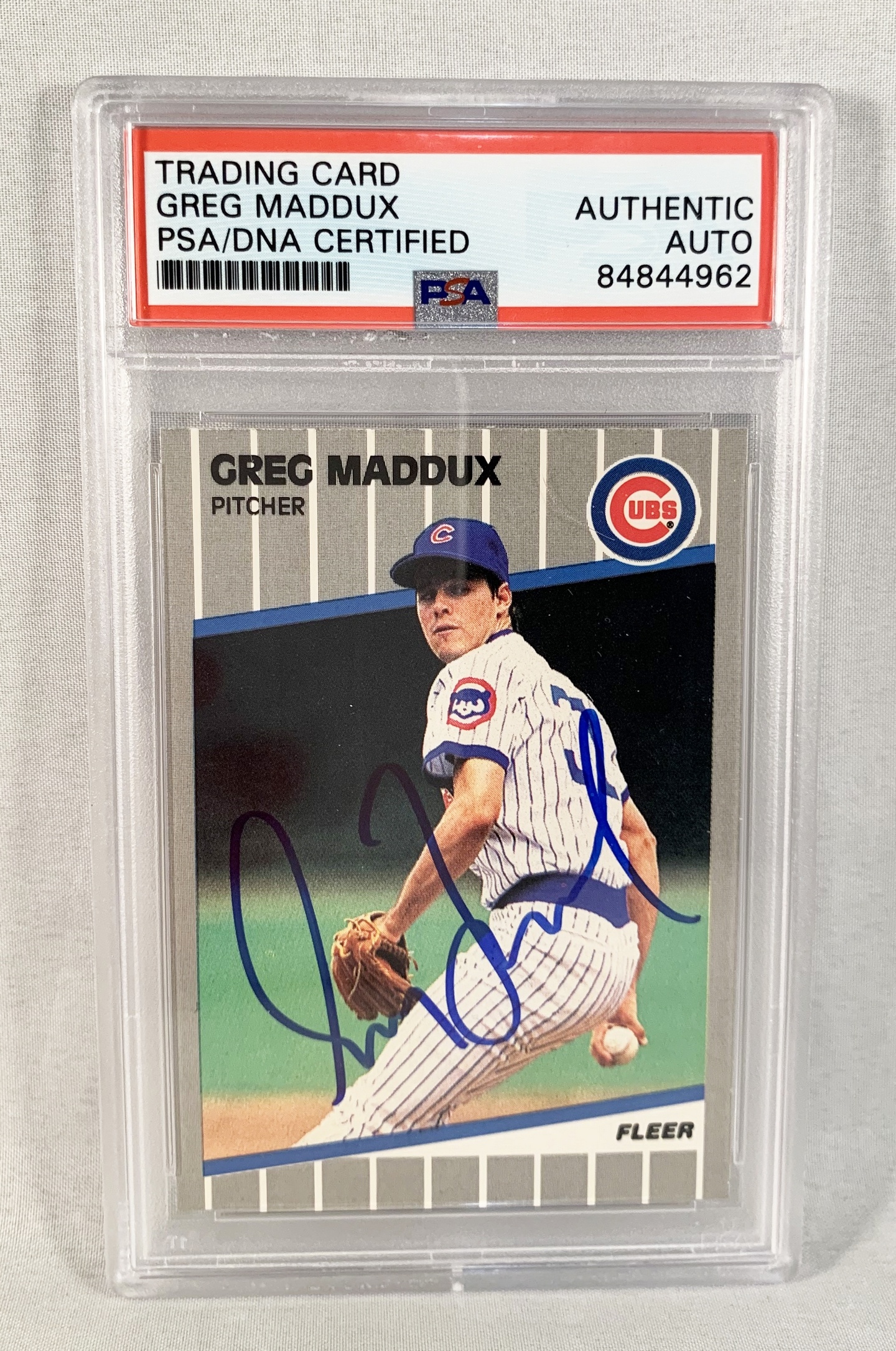 Greg Maddux Signed Trading Card 1989 Fleer #431 PSA/DNA