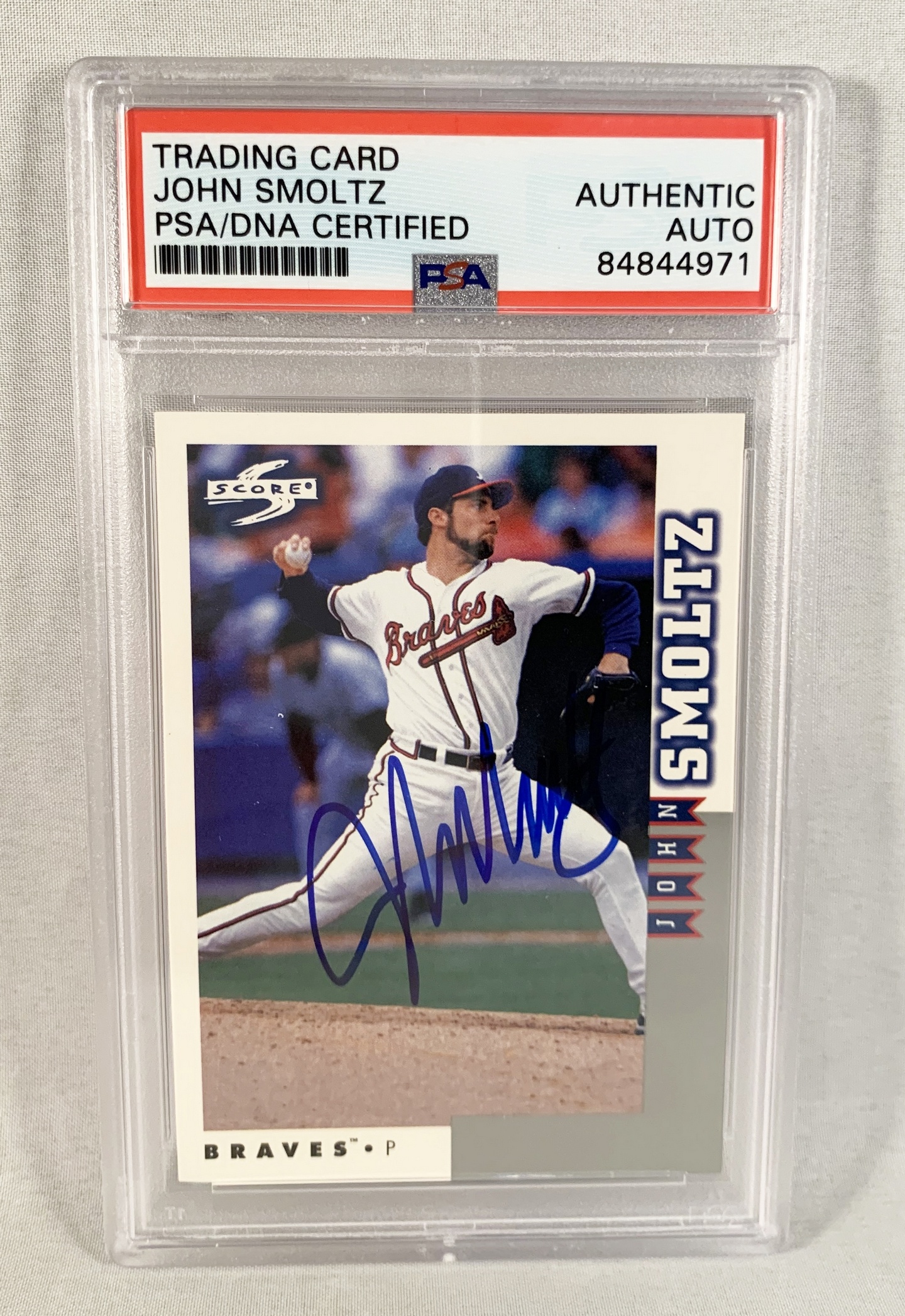 John Smoltz Signed Rookie Card 1998 Score #RT157 PSA/DNA