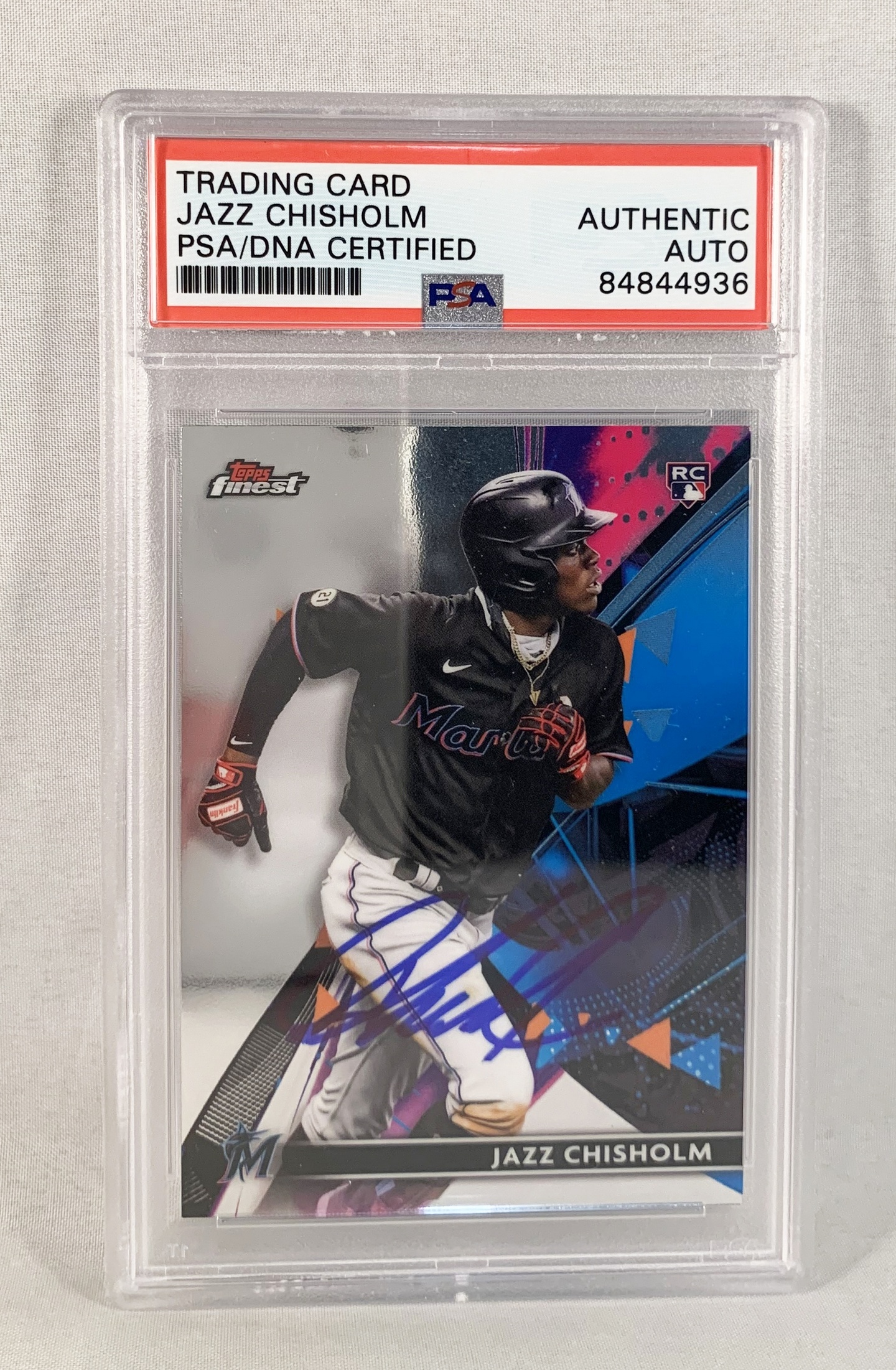 Jazz Chisholm Signed Rookie Card 2021 Topps Finest #40 PSA/DNA 1