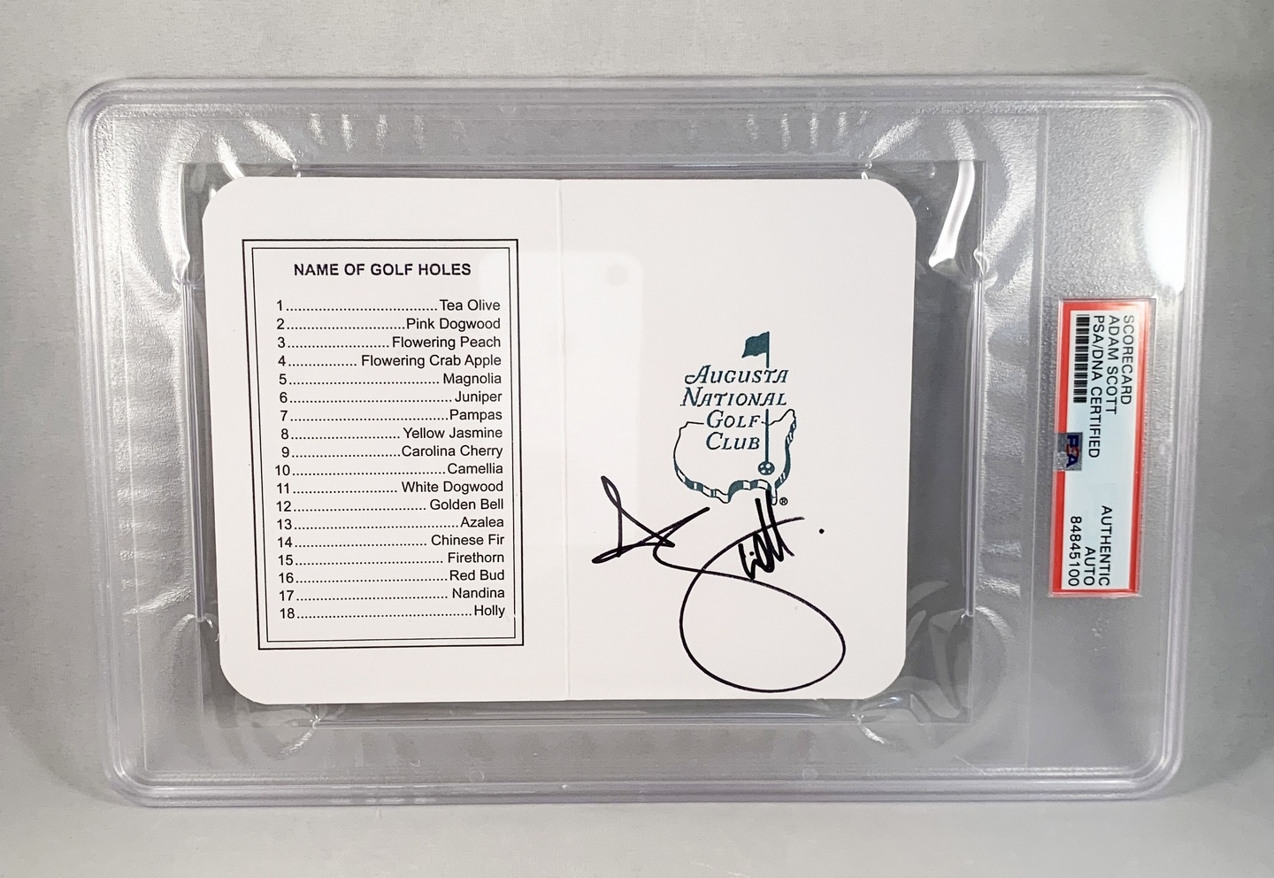 Adam Scott Signed Masters ScoreCard PSA/DNA 1