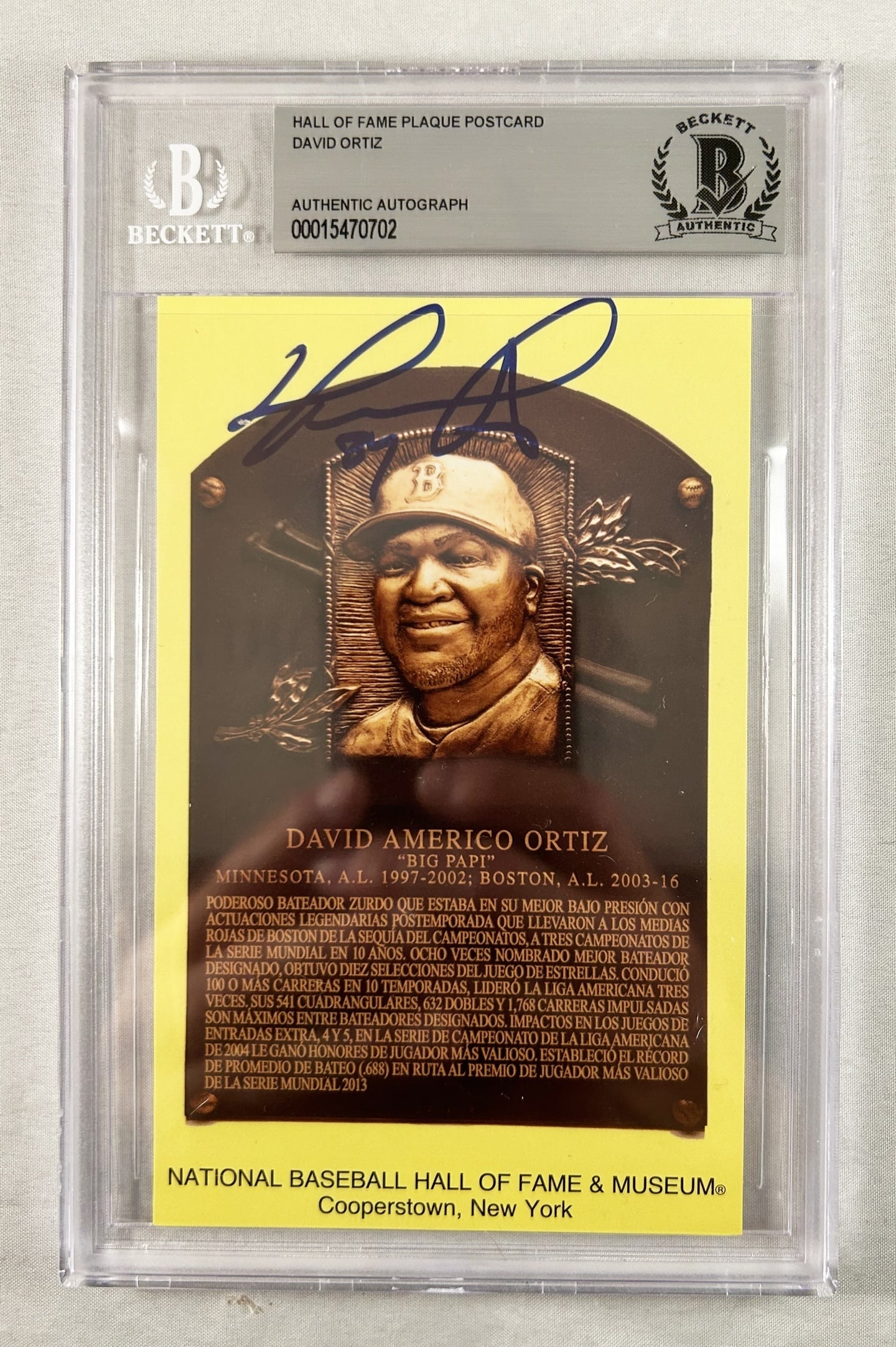 David Ortiz Signed HOF Plaque Boston Red Sox Beckett BAS