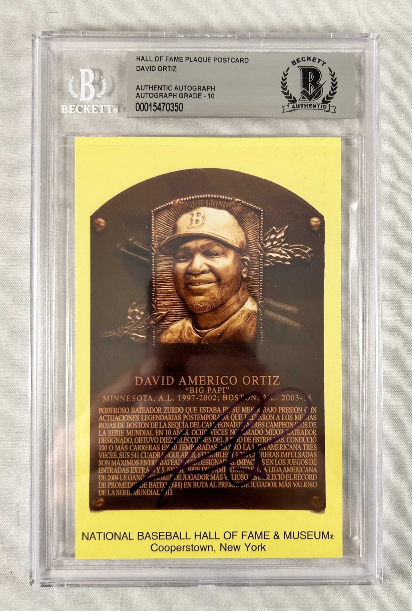 David Ortiz Signed HOF Plaque Boston Red Sox Beckett BAS 1