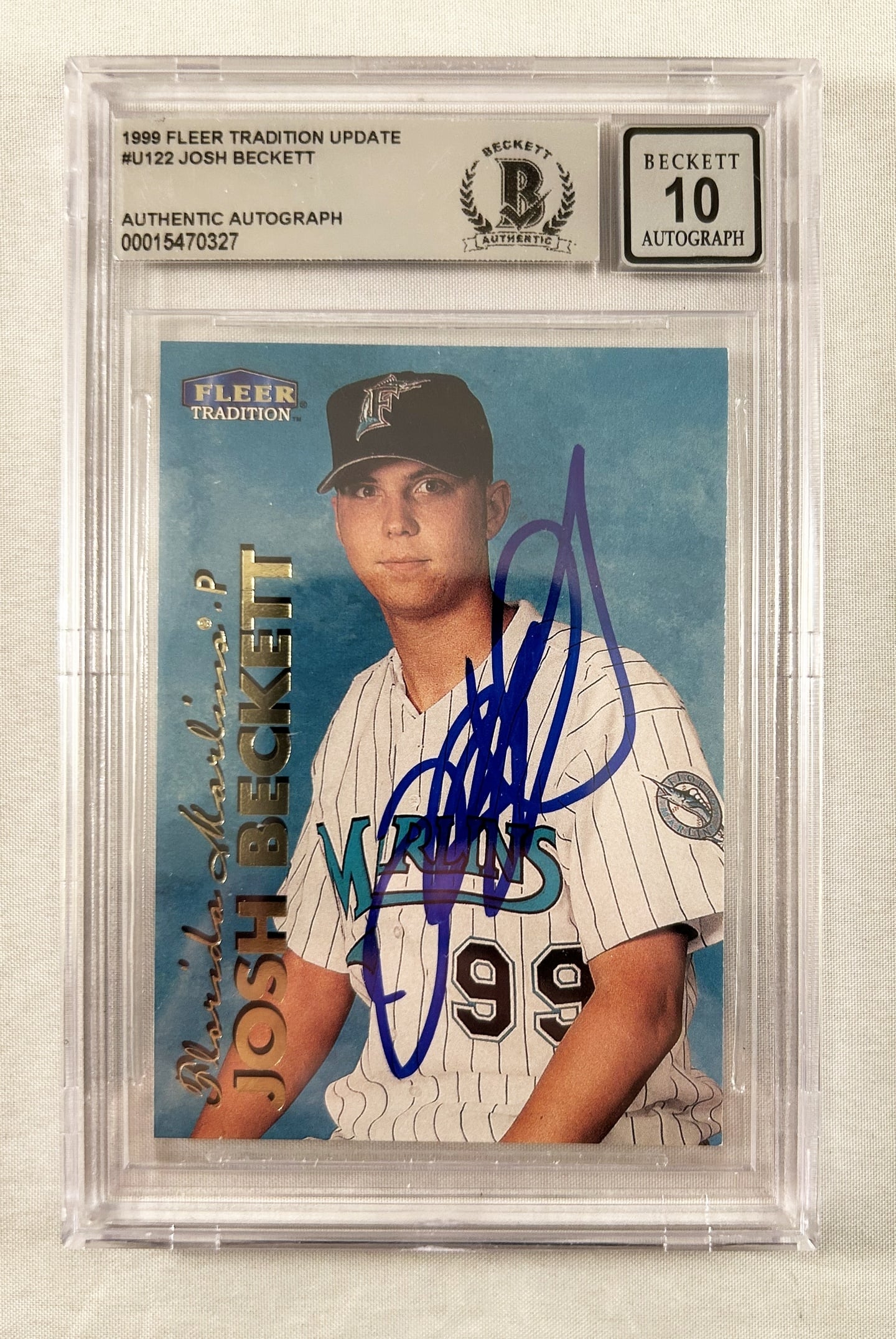 Josh Beckett Signed Rookie Card 1999 Fleer Tradition Update #U122 Beckett BAS
