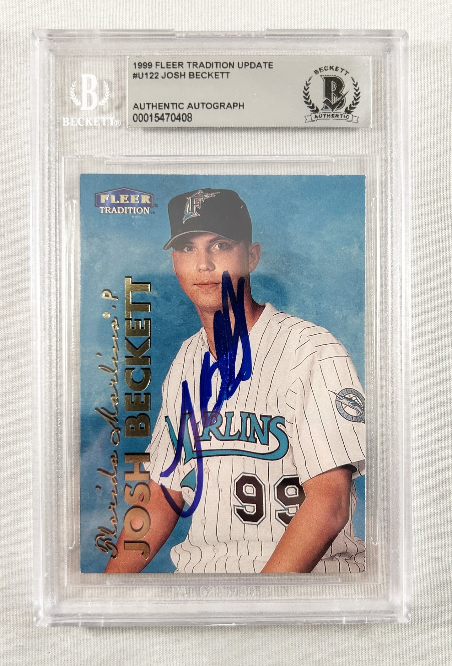Josh Beckett Signed Rookie Card 1999 Fleer Tradition Update #U122 Beckett BAS 1