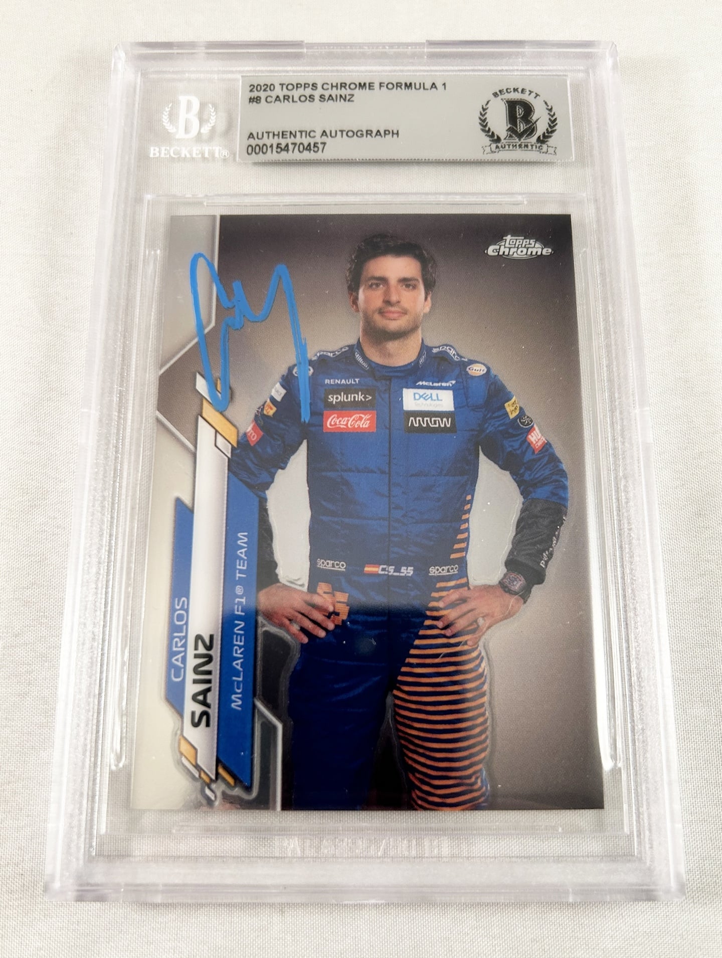 Carlos Sainz Signed Trading Card 2020 Topps Chrome Formula 1 F1 Ferrari Beckett BAS