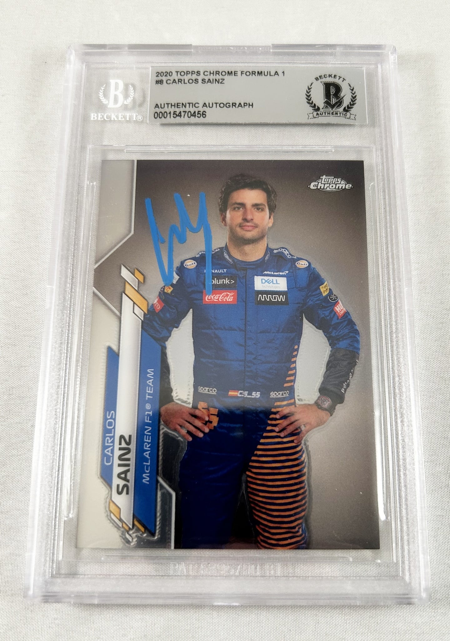 Carlos Sainz Signed Trading Card 2020 Topps Chrome F1 Formula 1 Ferrari Beckett BAS
