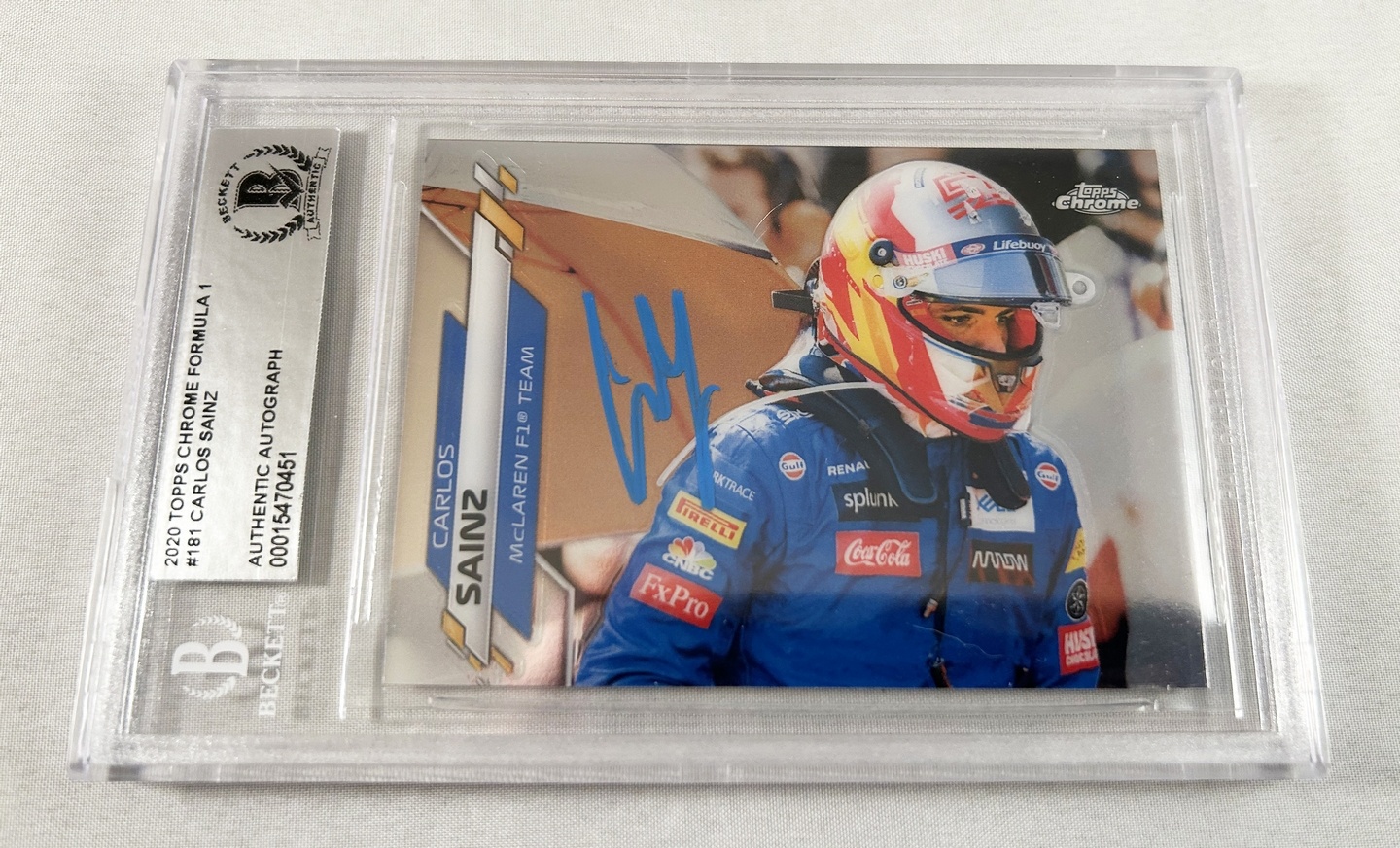 Carlos Sainz Signed Trading Card 2020 Topps Chrome Formula 1 F1 Ferrari Beckett BAS