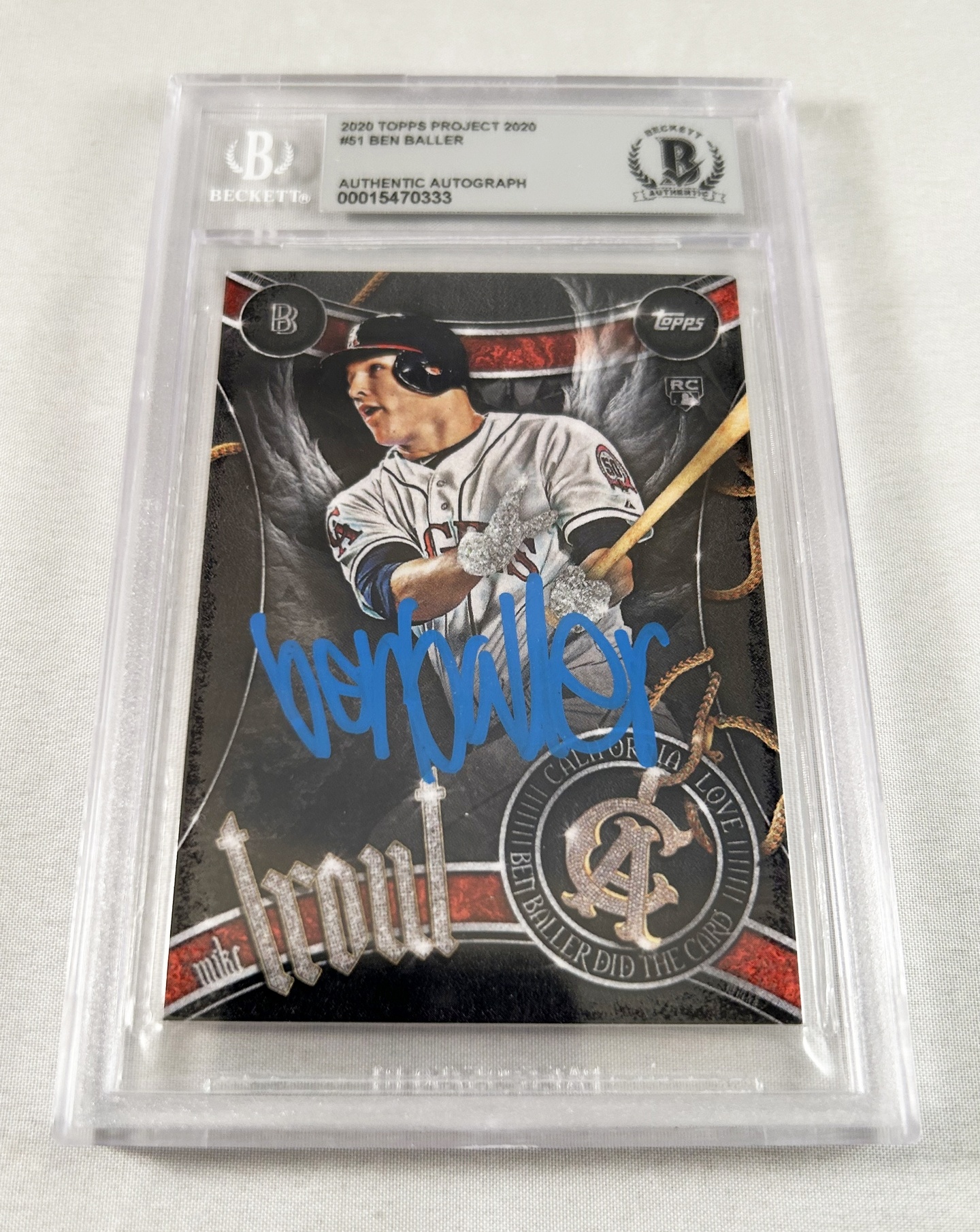 Ben Baller Signed Trading Card Topps Project 2020 Mike Trout Beckett BAS