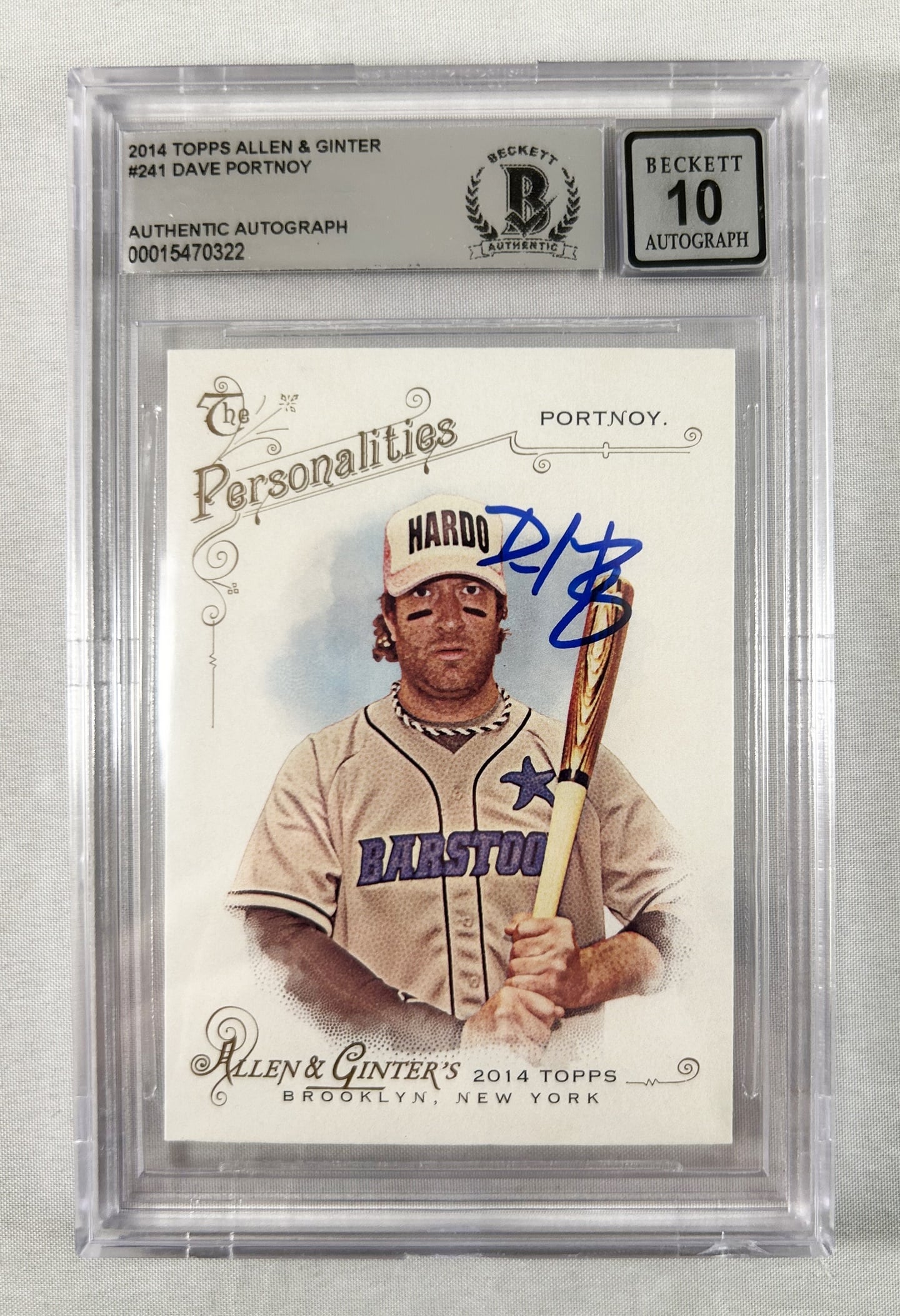 Dave Portnoy Signed Trading Card 2014 Allen & Ginter Beckett BAS