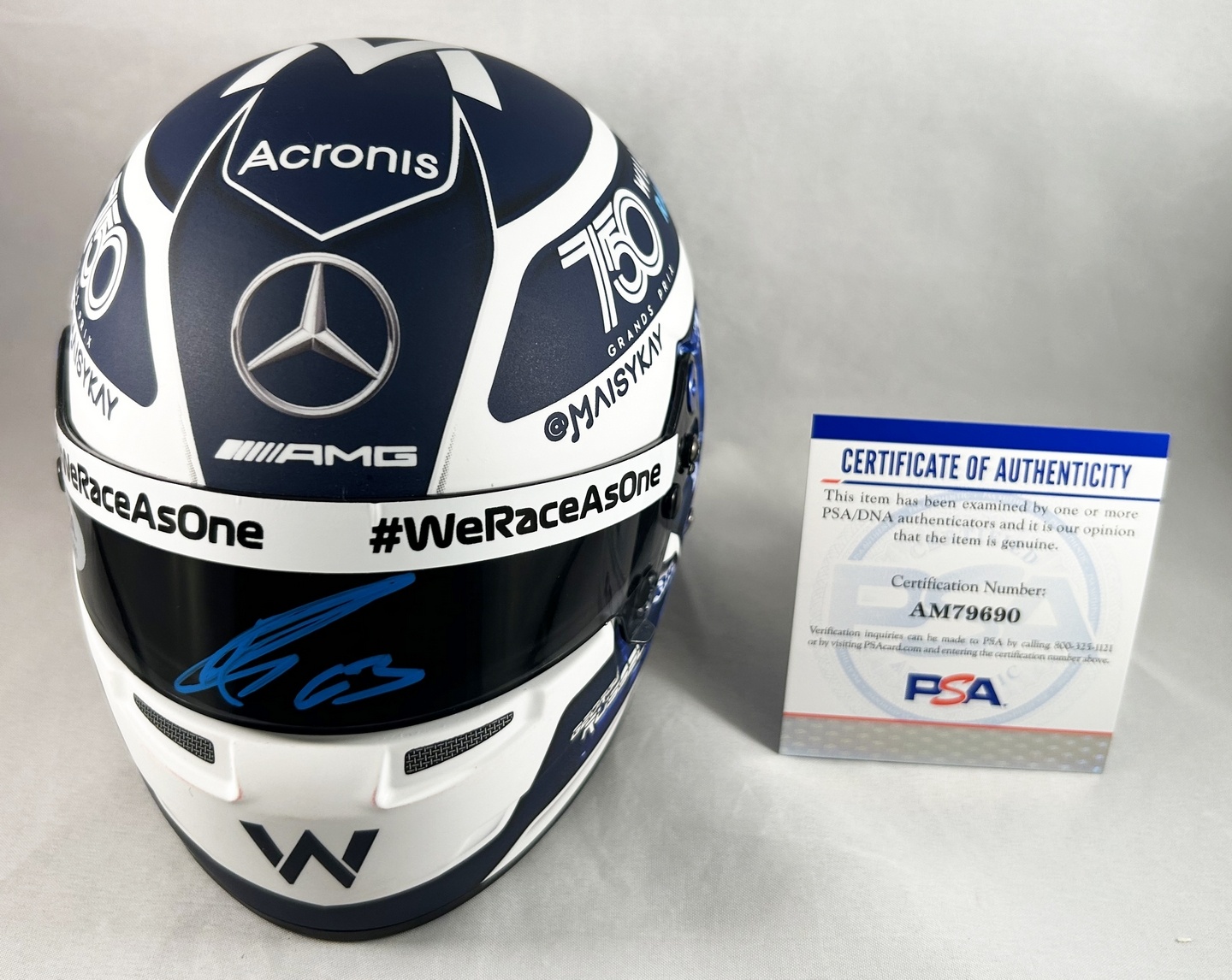 George Russell Signed Mini Helmet 1:2 2021 Monaco GP Williams 