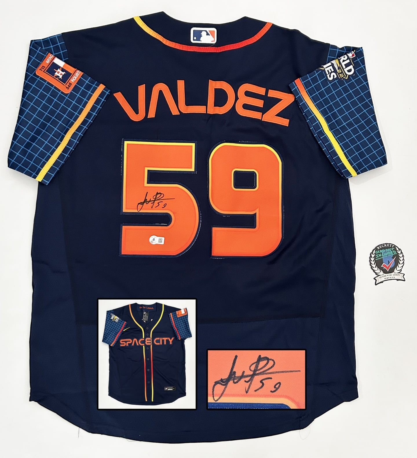 Framber Valdez Signed Jersey Houston Astros 2022 WS Champ Beckett BAS