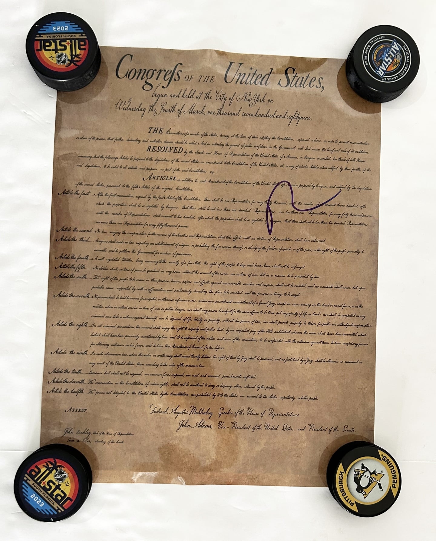 Nicolas Cage Signed Poster Constitution National Treasure