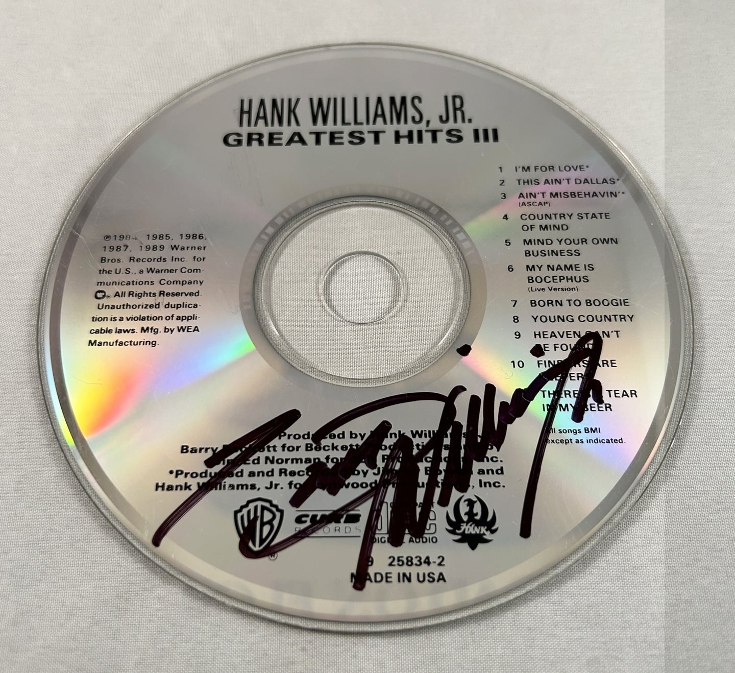 Country Singer Hank Williams Jr Signed CD