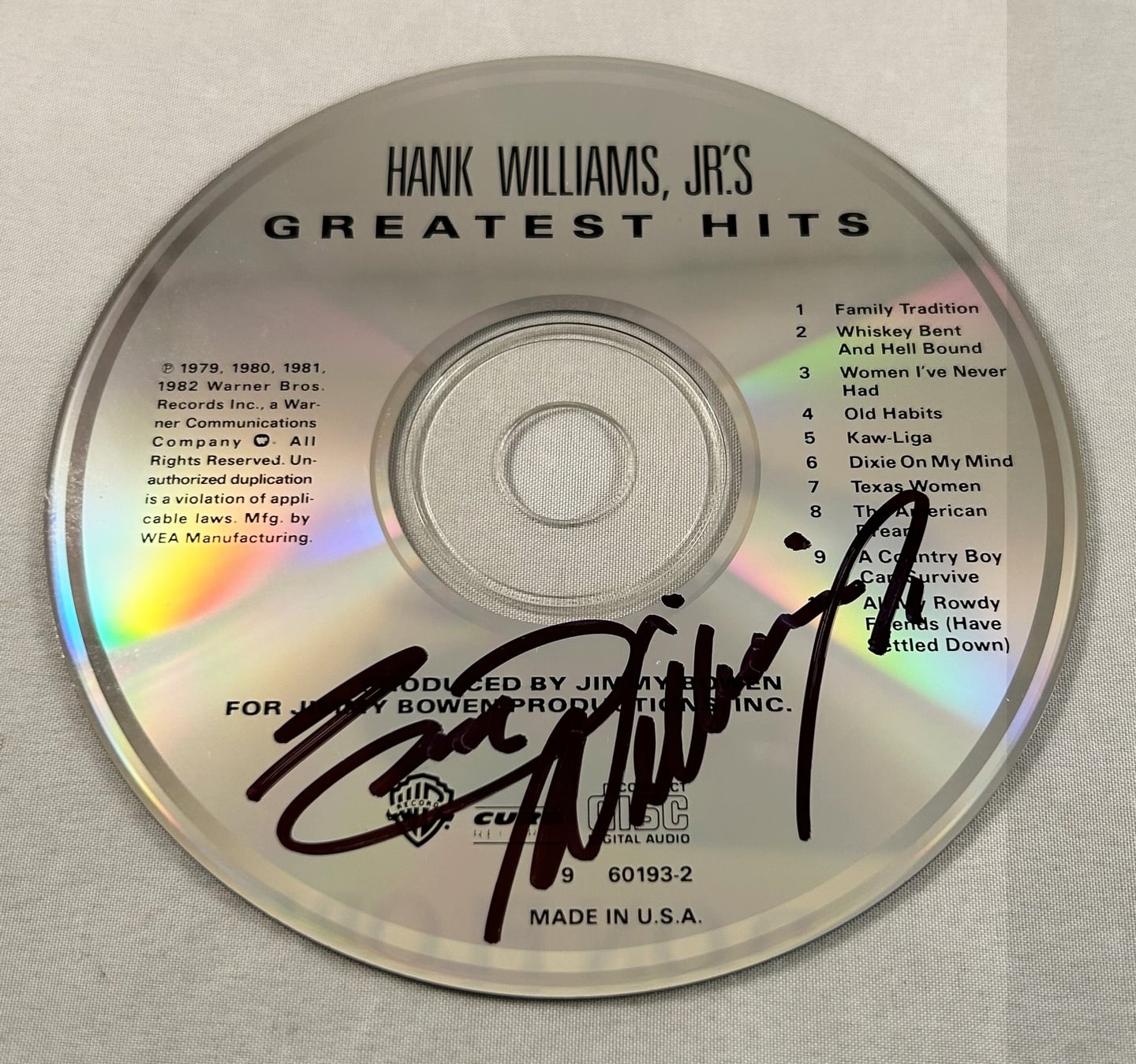 Country Singer Hank Williams Jr Signed CD 2