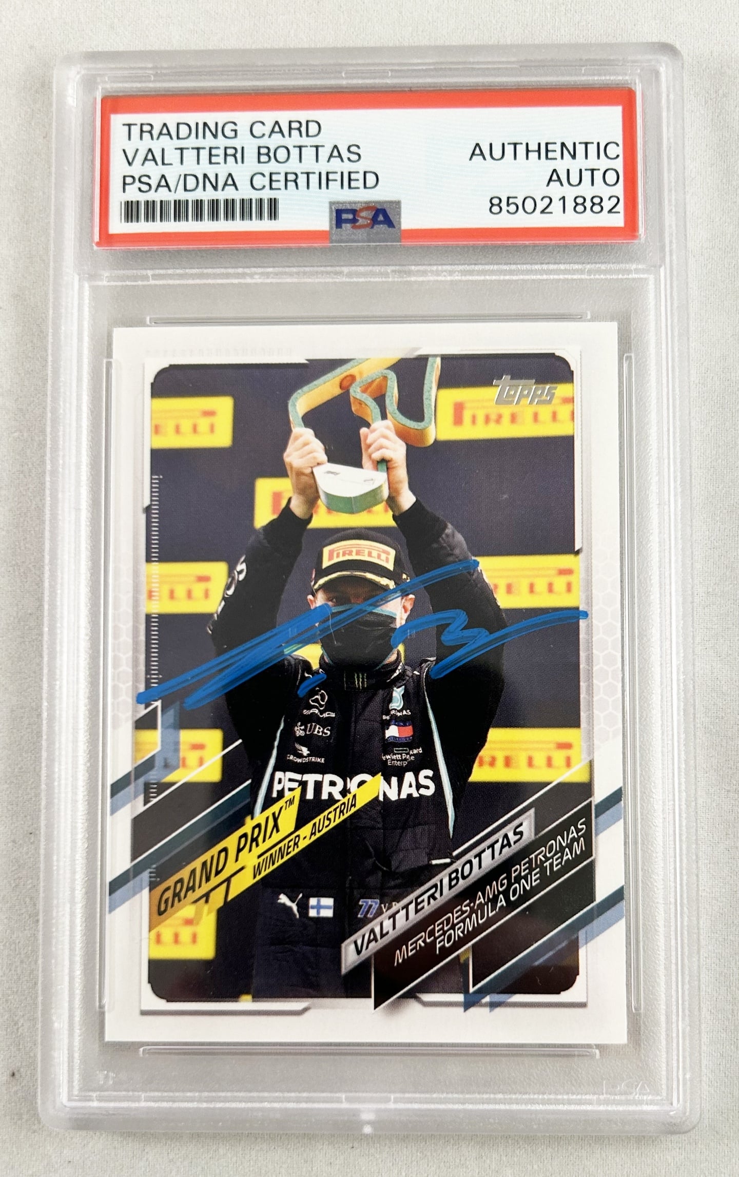 Valtteri Bottas Signed Card 2021 Topps #138 Formula 1 F1 Alpha Tauri PSA/DNA