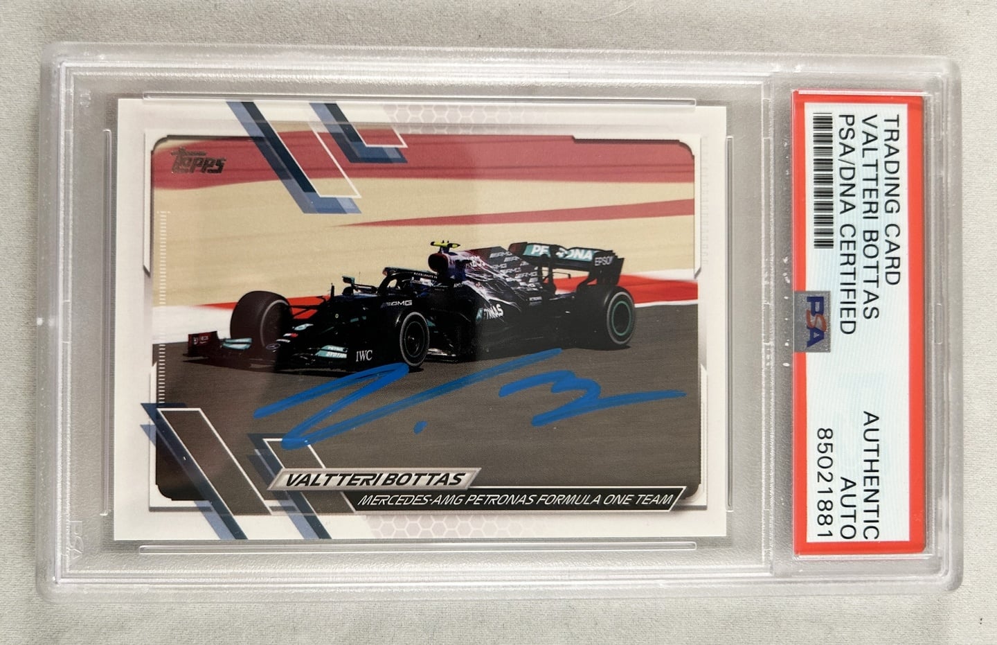 Valtteri Bottas Signed Card 2021 Topps #97 Formula 1 F1 Alpha Tauri PSA/DNA