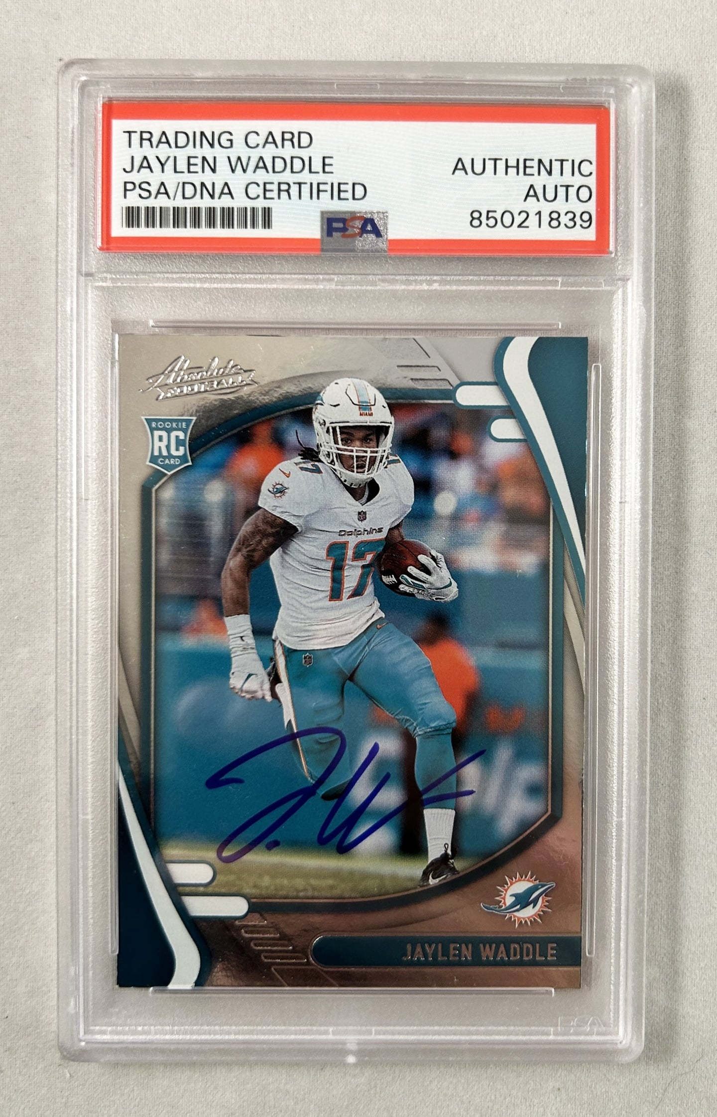 Jaylen Waddle Signed Rookie Card 2021 Panini Absolute #106 PSA/DNA