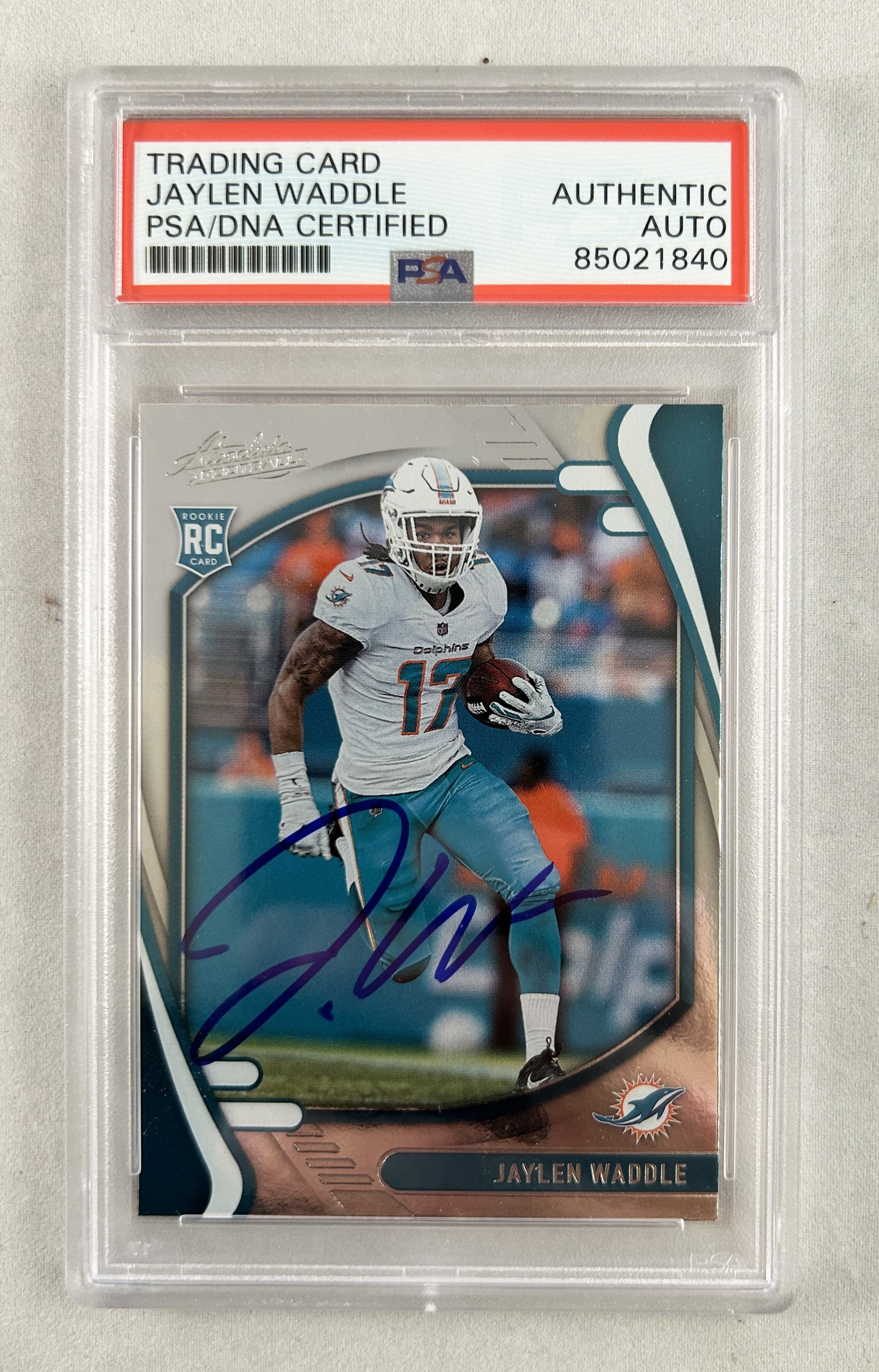 Jaylen Waddle Signed Rookie Card 2021 Panini Absolute #106 PSA/DNA 1