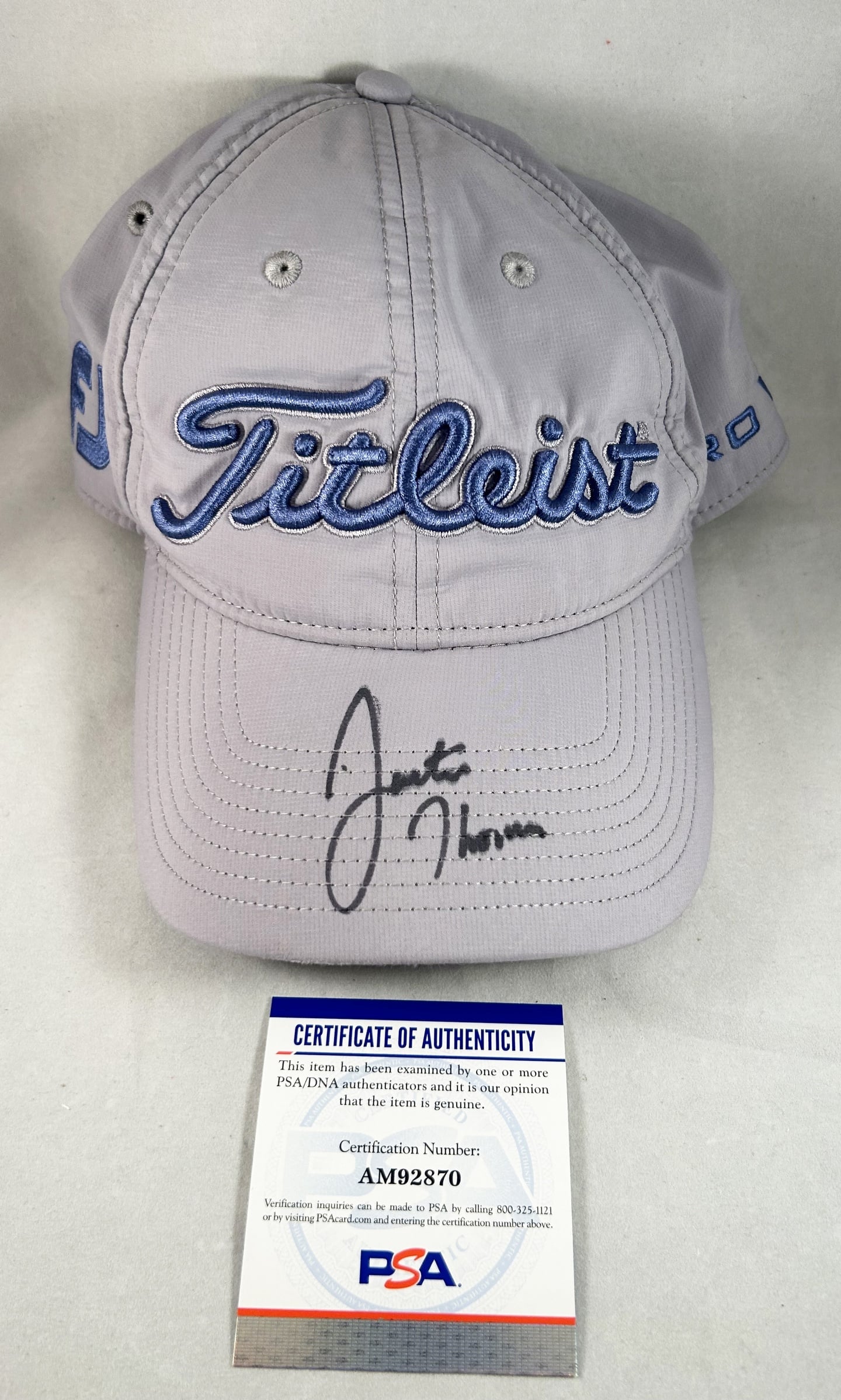 Justin Thomas Signed Hat Titleist PSA/DNA