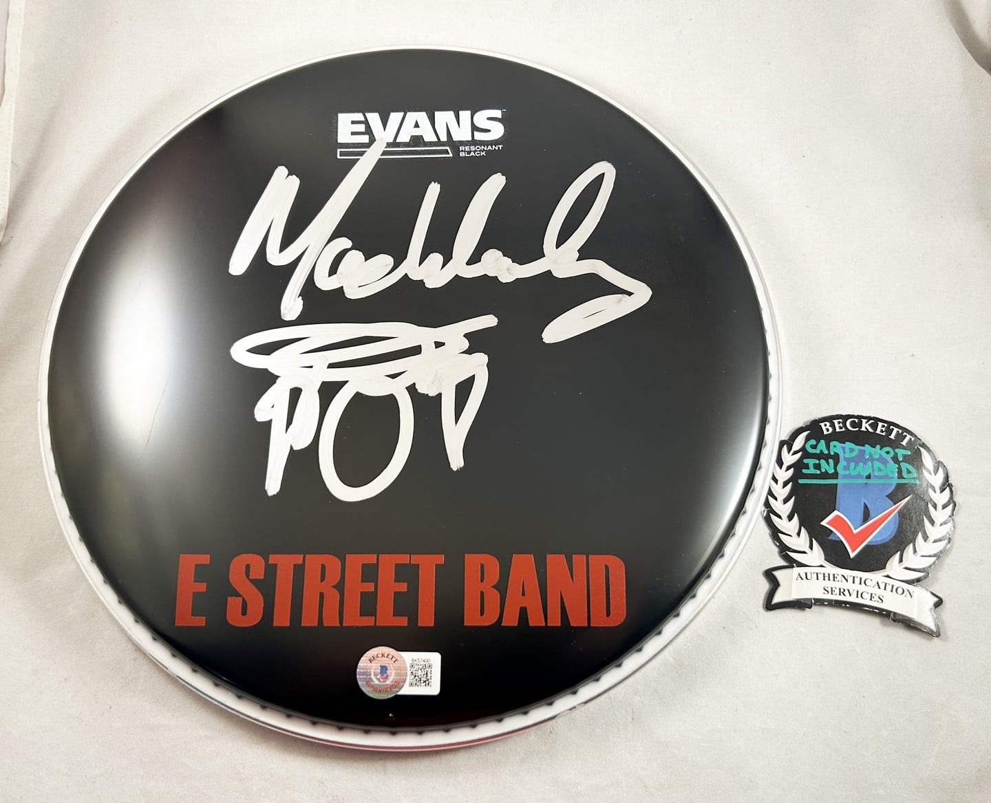 Max Weinberg Signed DrumHead Bruce Springsteen and The E Street Band Beckett BAS
