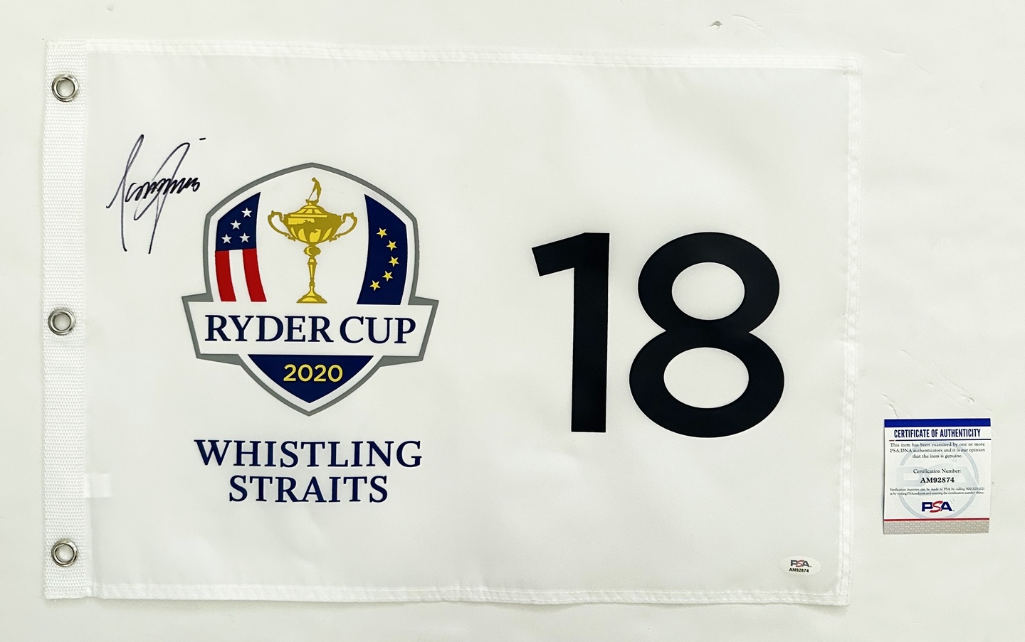 Tony Finau Signed 2020 Ryder Cup Flag JSA