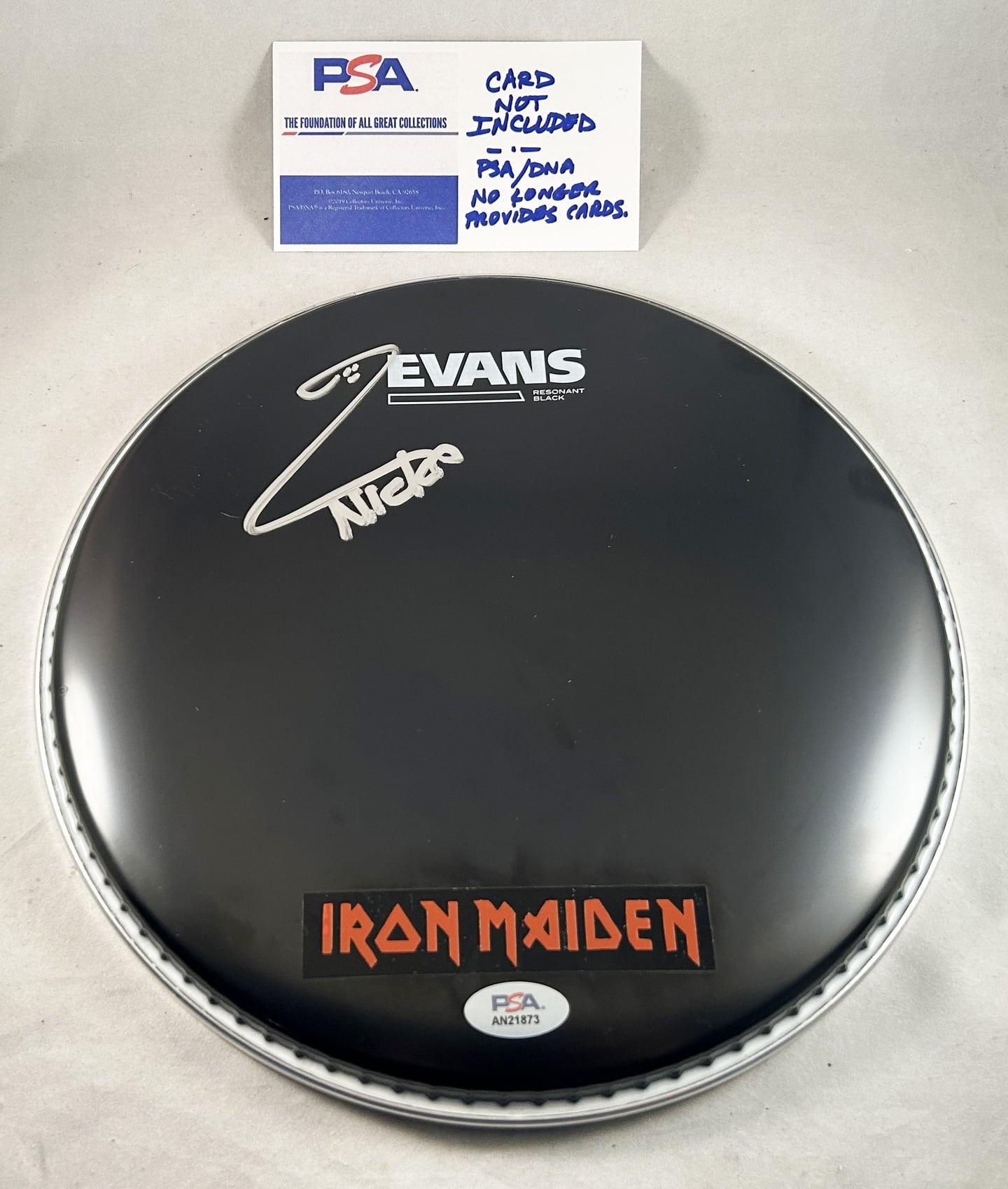 Nicko McBrain Signed Drumhead Iron Maiden PSA/DNA