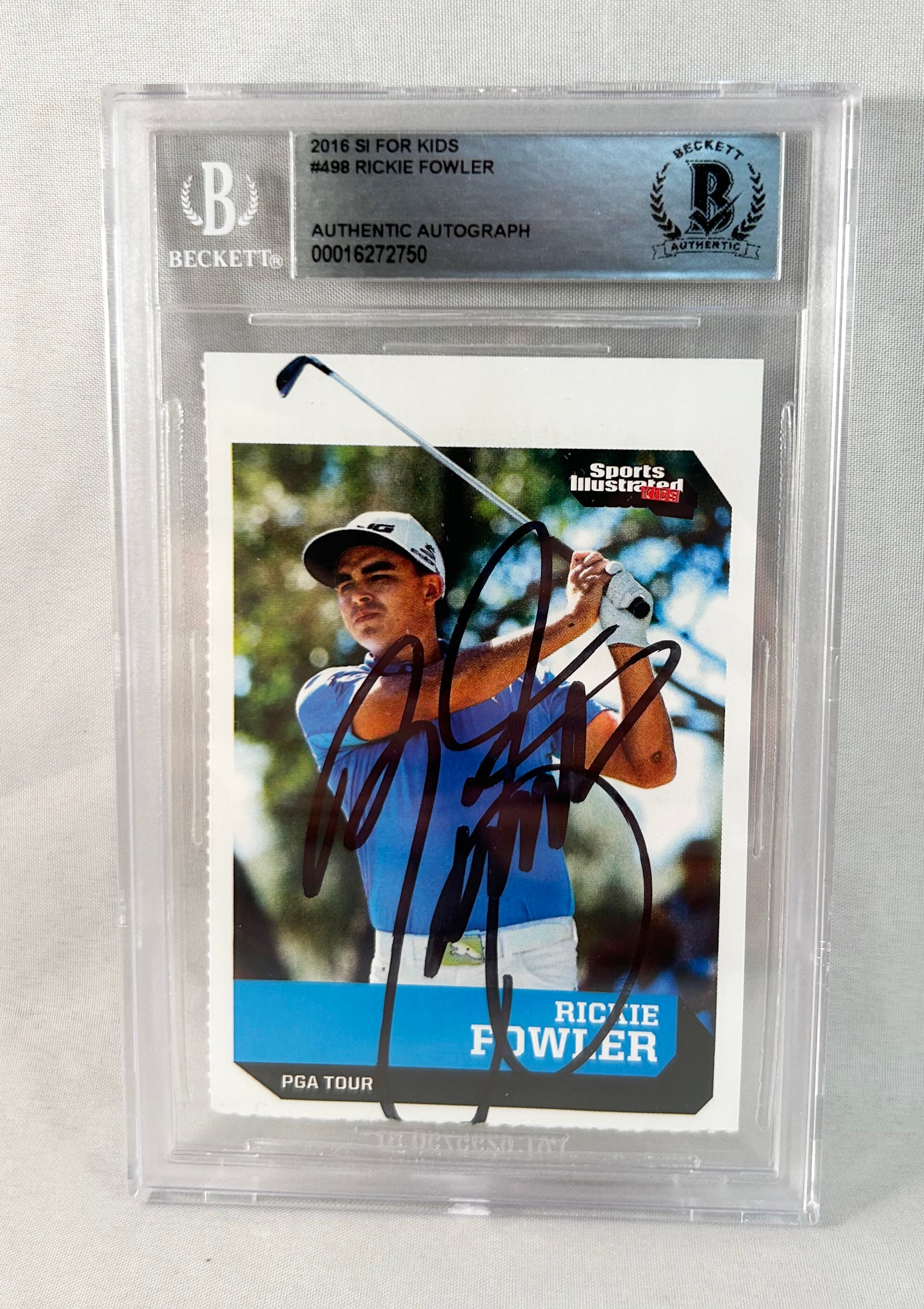 Rickie Fowler Signed Rookie Card Sports Illustrated Kids Beckett BAS