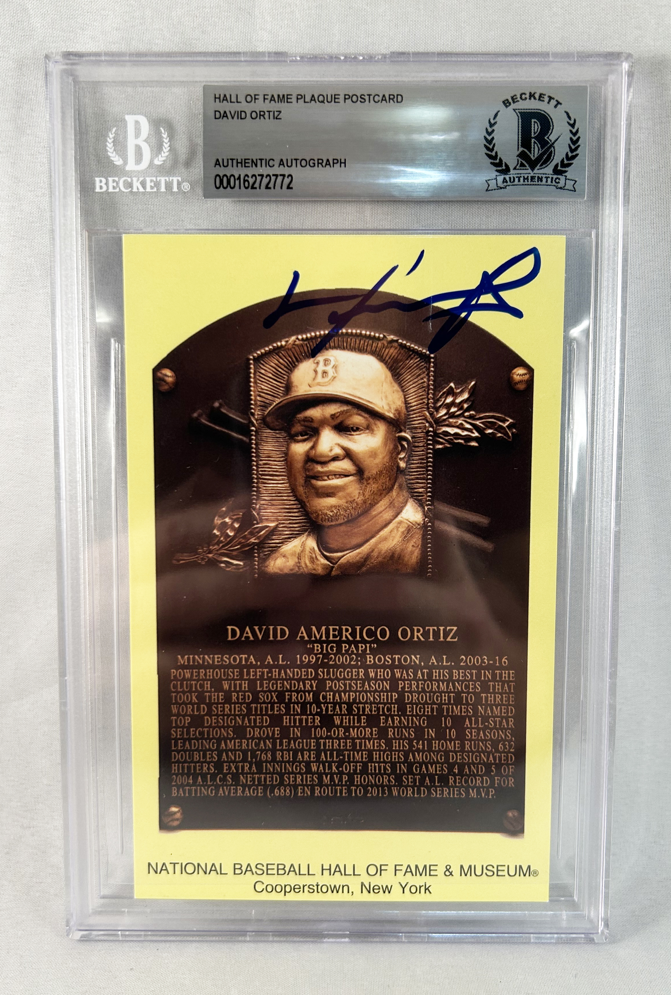 David Ortiz Signed HOF Plaque Boston Red Sox Big Papi Beckett BAS
