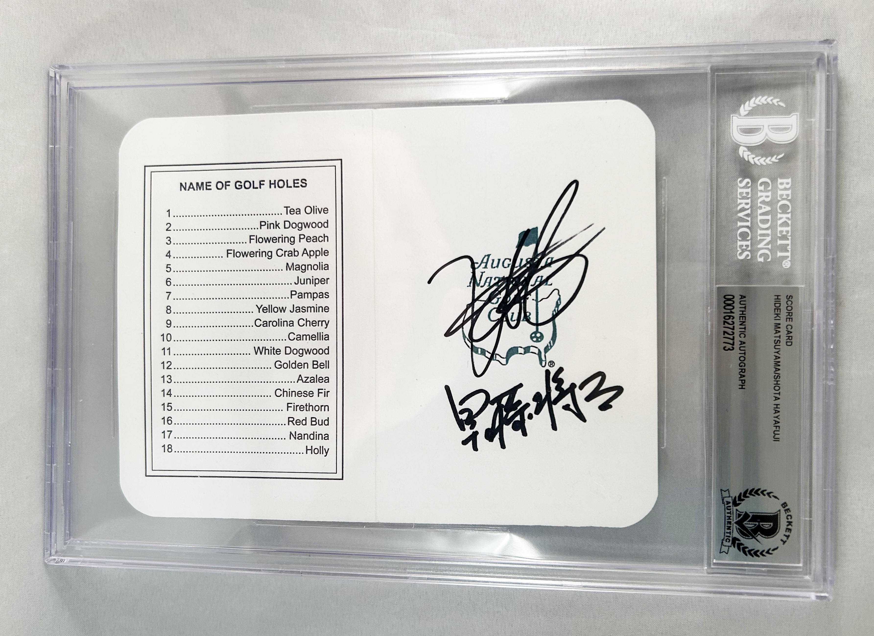 Hideki Matsuyama Shota Hayafuji Signed Masters Scorecard Beckett BAS