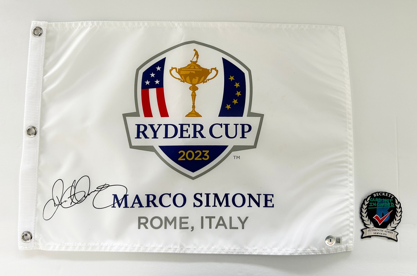 Rory McIlroy Signed Golf Flag 2023 Ryder Cup Beckett BAS 1
