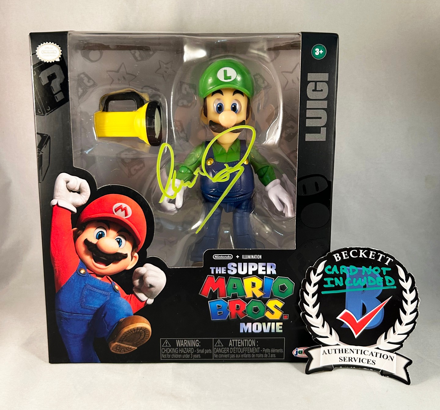 Charlie Day Signed Action Figure Super Mario Luigi Beckett BAS 2
