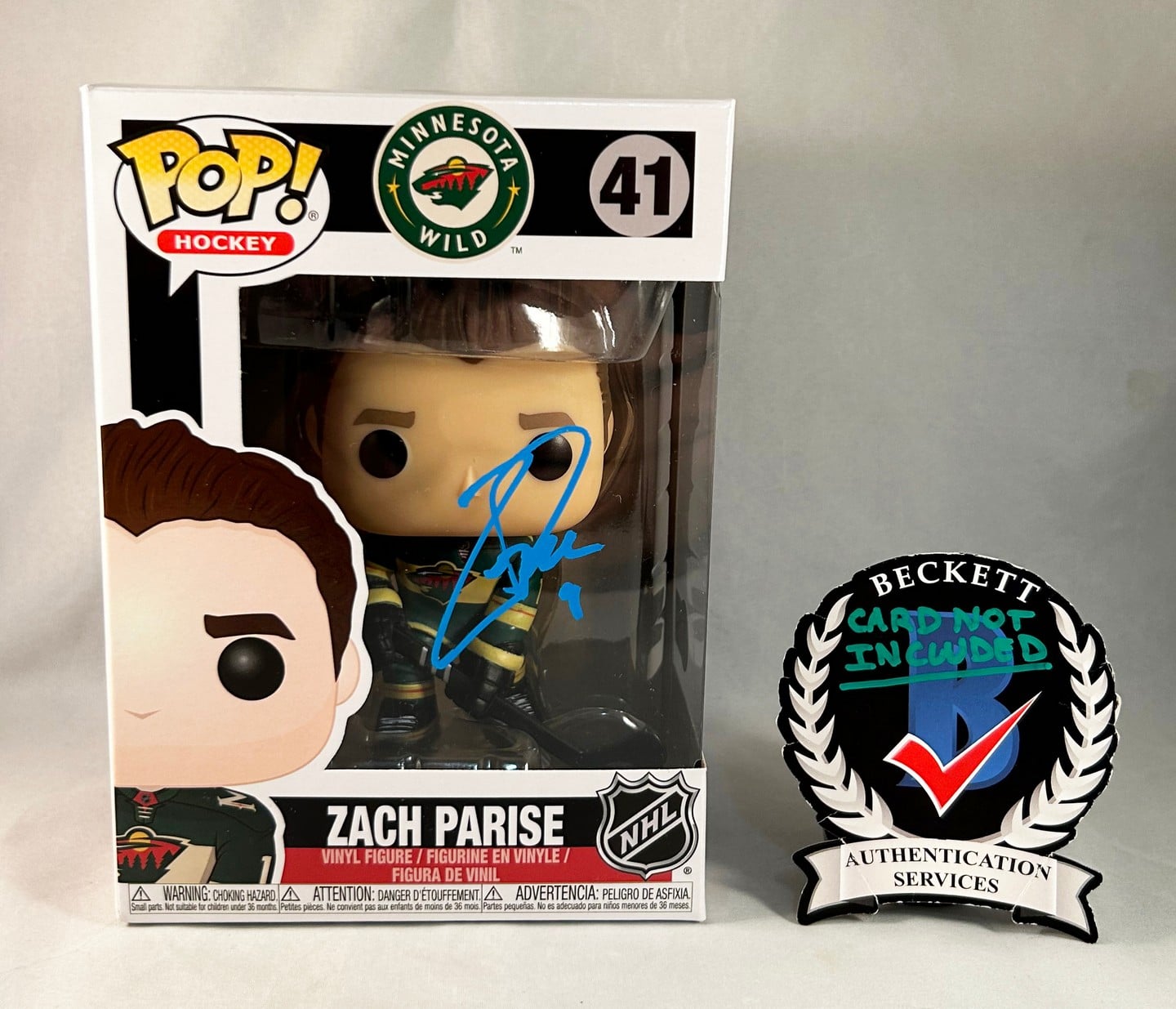 Zach Parise Signed Funko Pop Minnesota Wild Beckett BAS