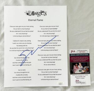 Susanna Hoffs Signed Lyric Sheet The Bangles JSA 1
