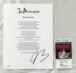 Joe Bonamassa Signed Lyric Sheet JSA