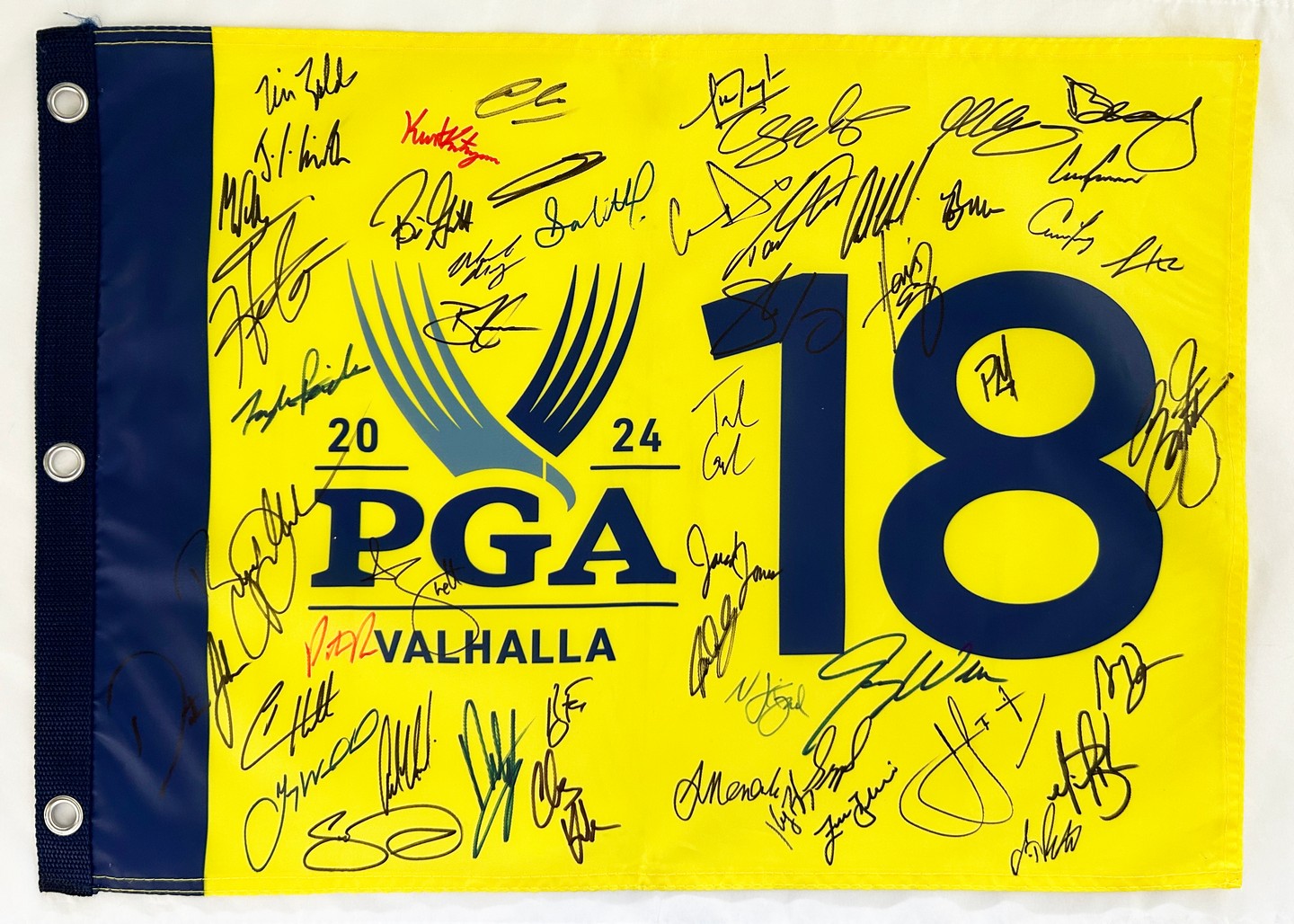 2024 PGA Championship Signed Field Flag Rickie Fowler John Daly Cam DJ Hideki