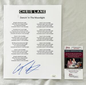 Chris Lane Signed Lyric Sheet JSA 5