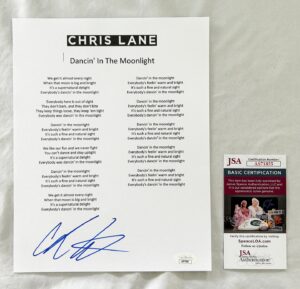 Chris Lane Signed Lyric Sheet JSA 6