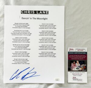 Chris Lane Signed Lyric Sheet JSA 7