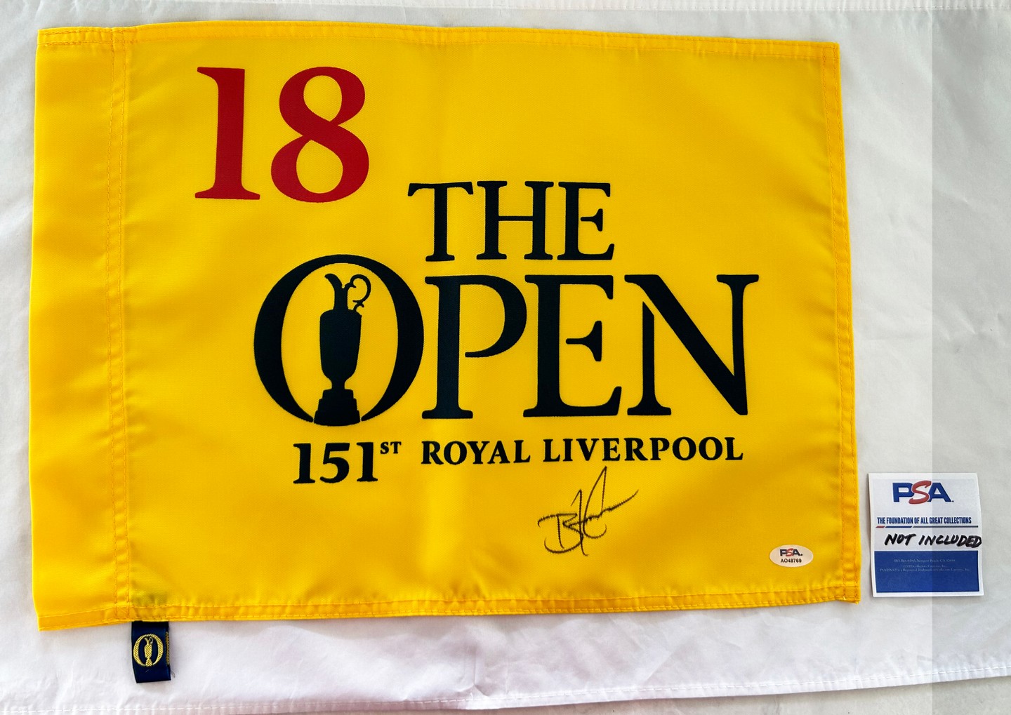 Brian Harman Signed 2023 Open Championship Flag 151st Royal Liverpool PSA/DNA