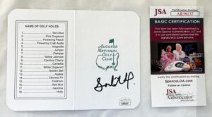 Sahith Theegala Signed Masters ScoreCard JSA 1