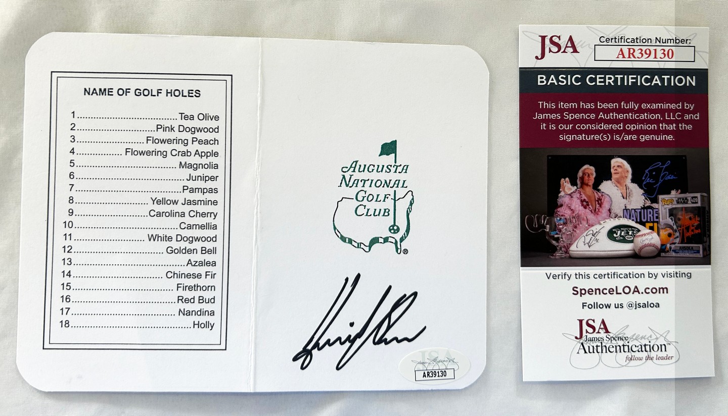 Henrik Stenson Signed Masters ScoreCard JSA