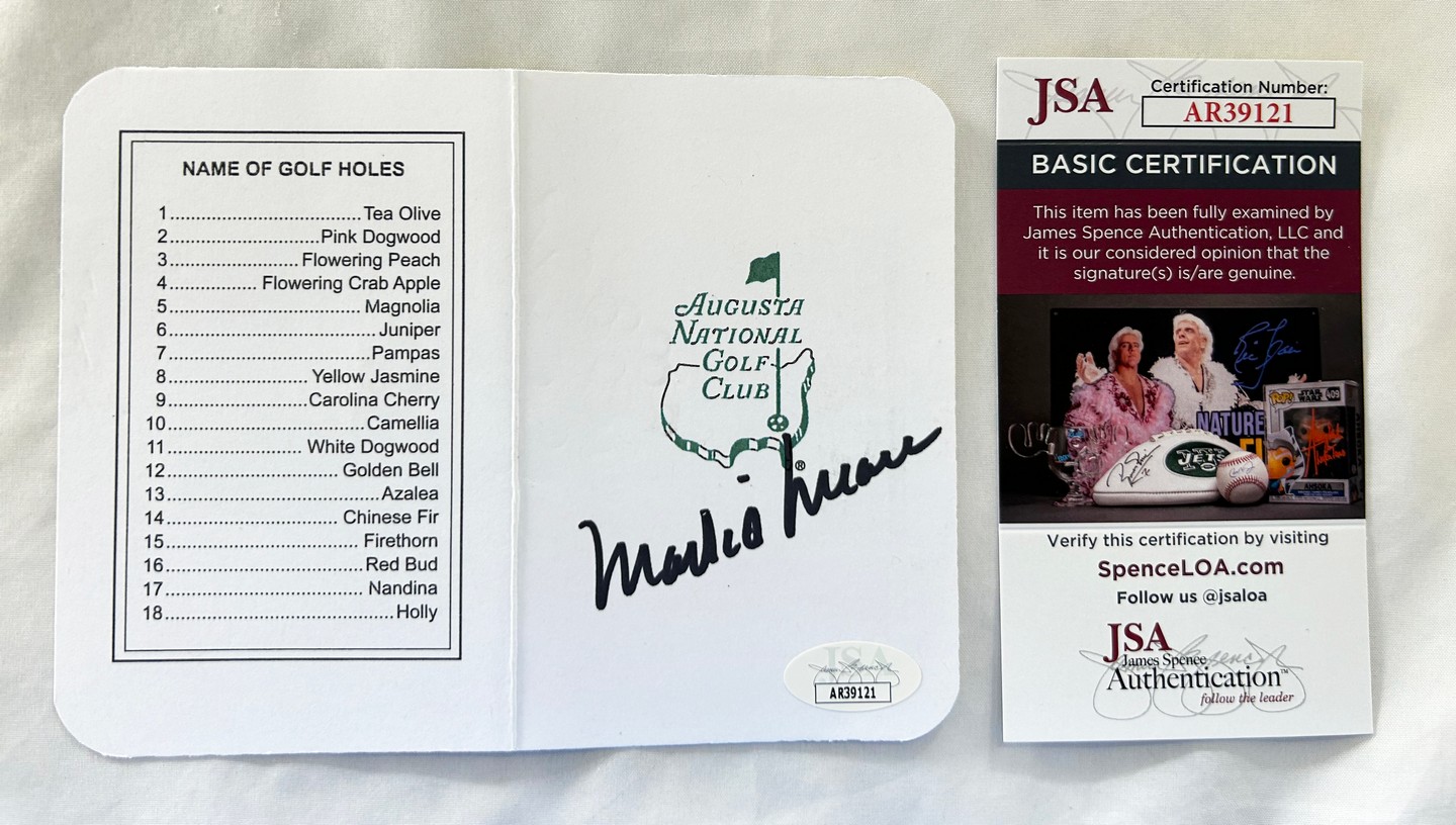 Mark O'Meara Signed Masters ScoreCard JSA