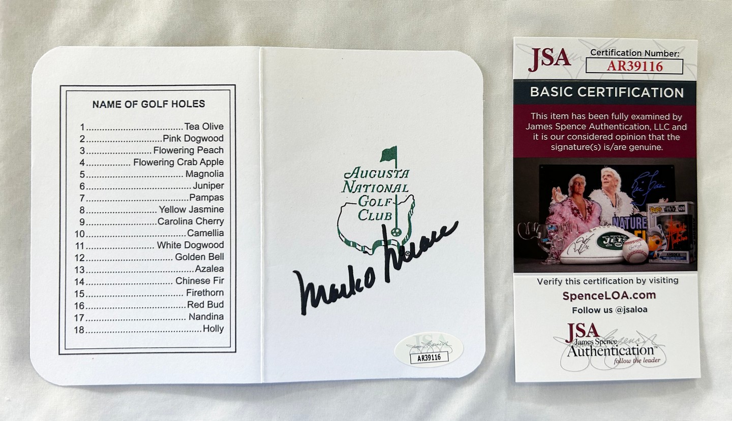 Mark O'Meara Signed Masters ScoreCard JSA 5