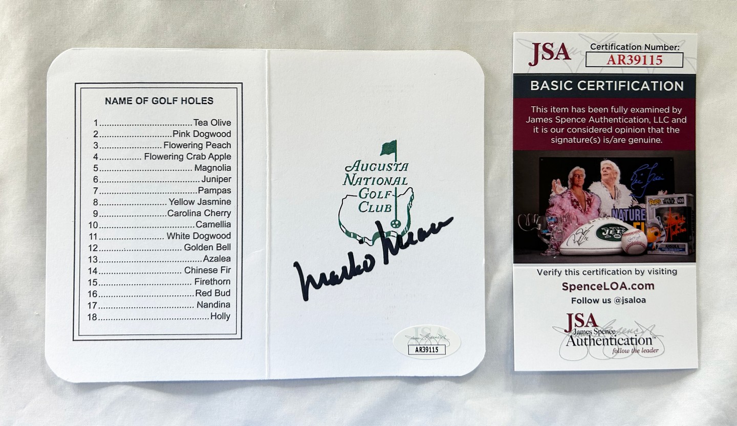 Mark O'Meara Signed Masters ScoreCard JSA 6