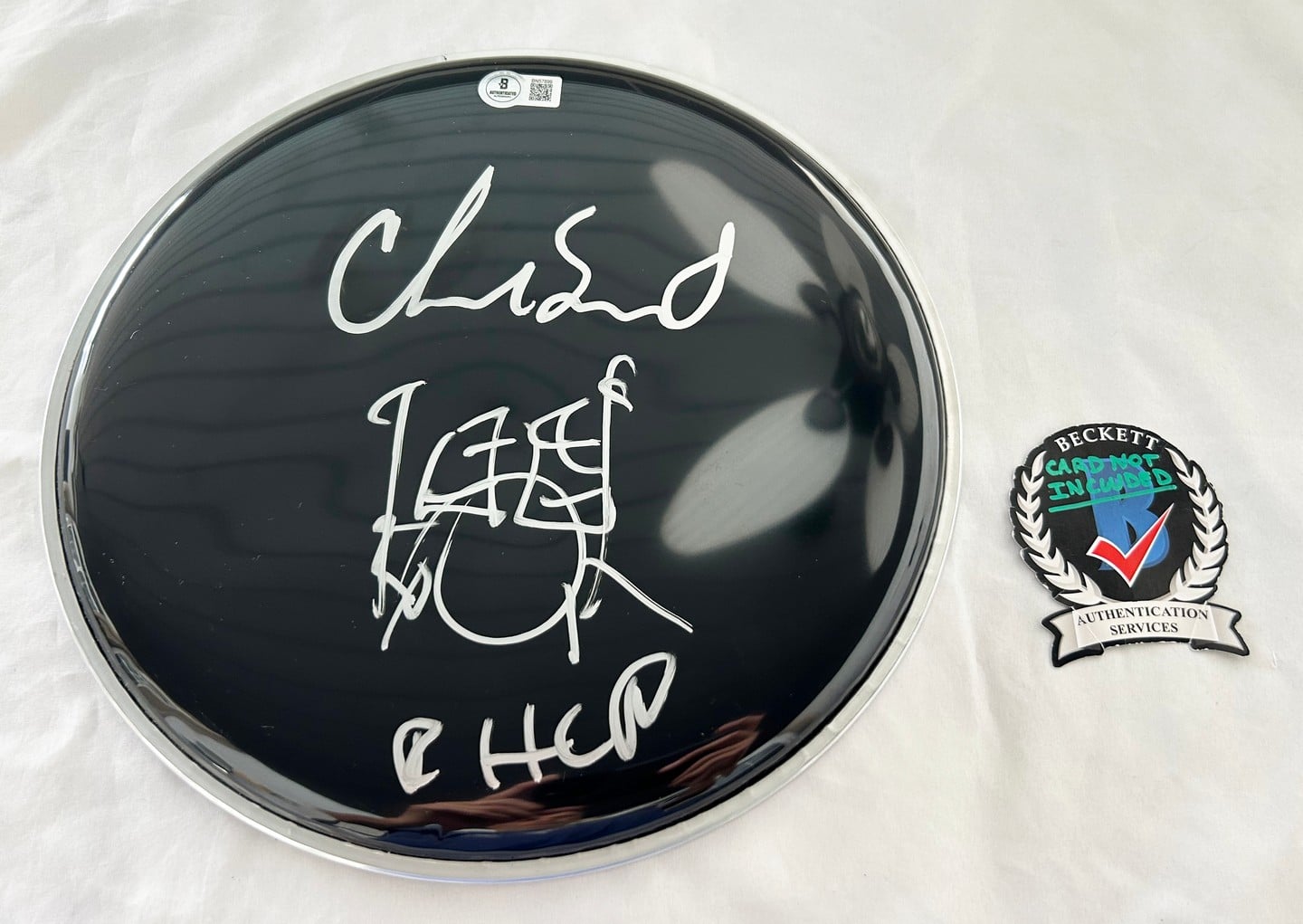 Chad Smith Signed Drumhead with Sketch Red Hot Chili Peppers Beckett BAS