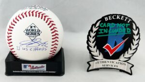 Jon Gray Signed 2023 World Series Baseball Beckett BAS