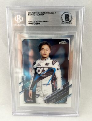 Yuki Tsunoda Signed Card 2021 Topps Chrome #14 Rookie Card Beckett BAS